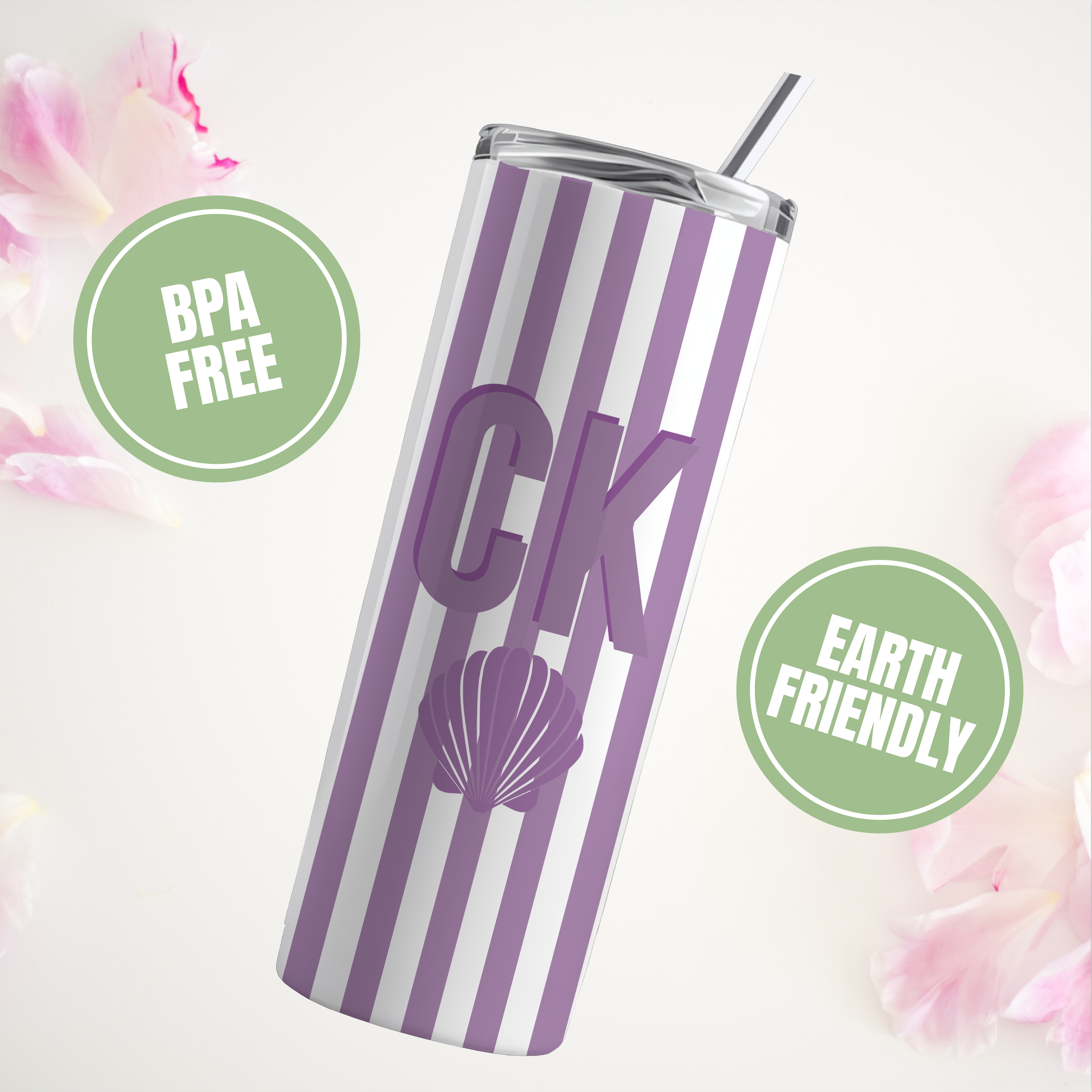 Personalized Striped Beach Girls Tumbler