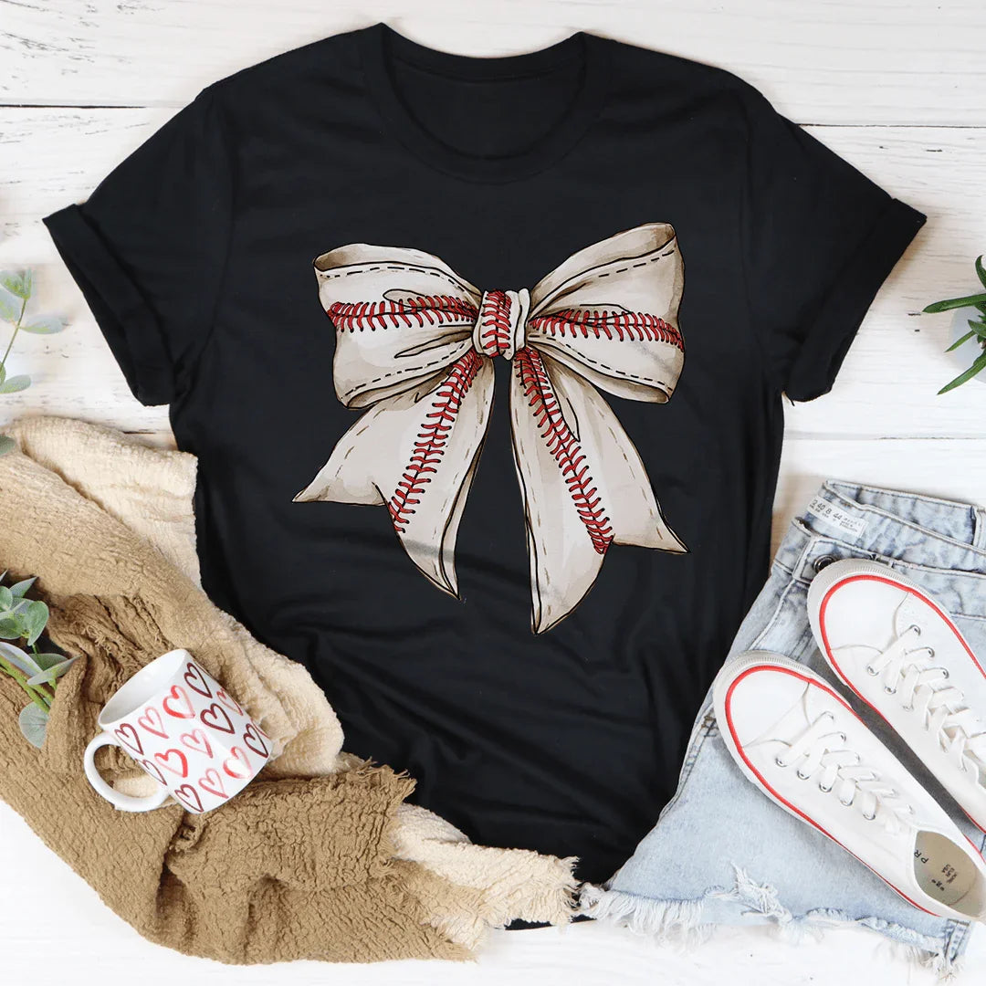 Vintage Bow Baseball Tee Black Heather / S Peachy Sunday T-Shirt