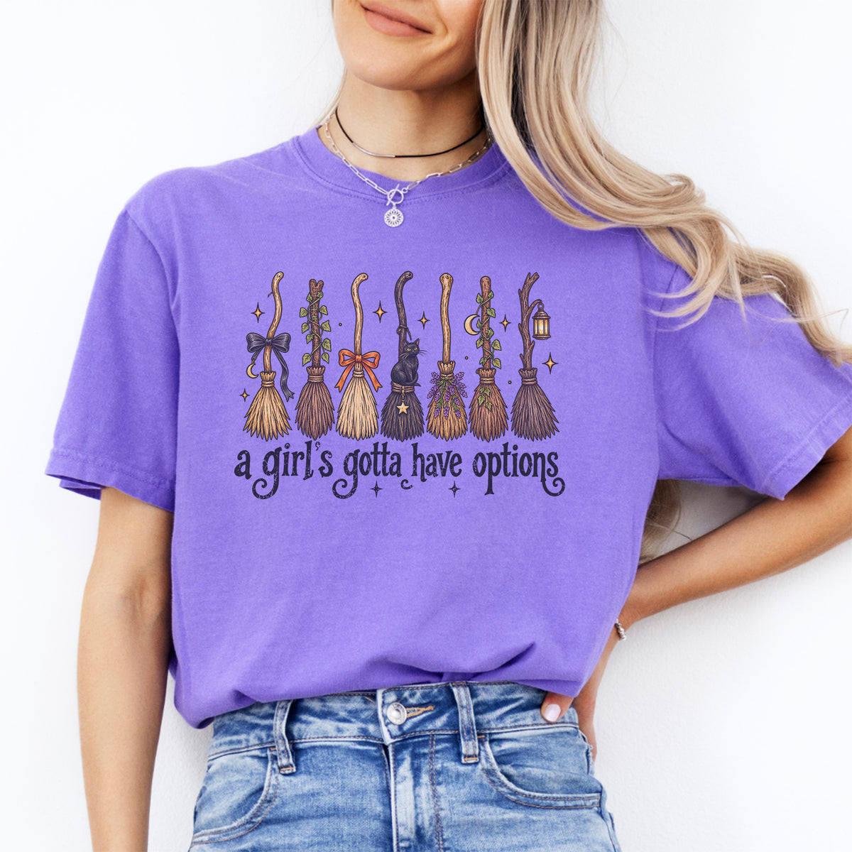 A Girl's Gotta Have Option Witch Broom Halloween Tee