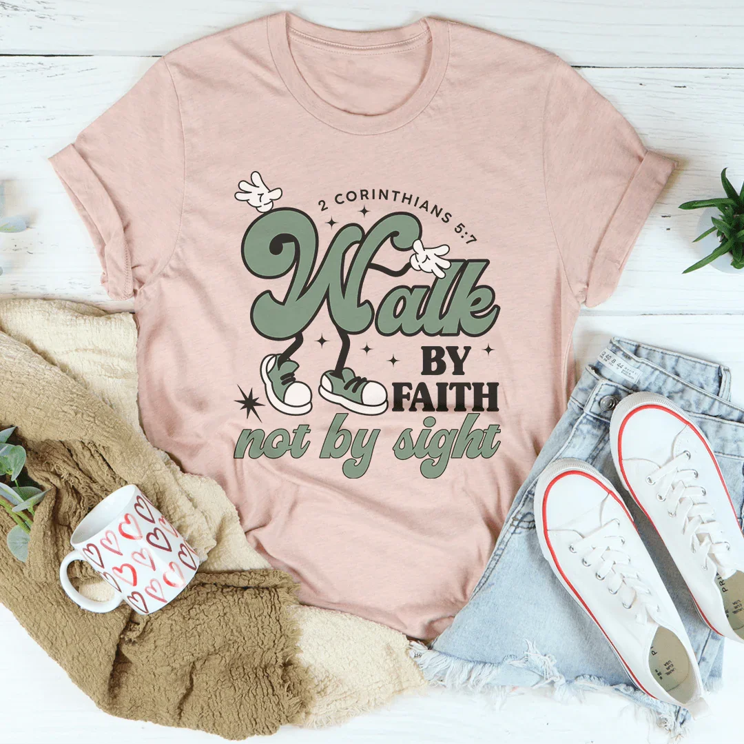 Walk By Faith Not By Sight Tee Heather Prism Peach / S Peachy Sunday T-Shirt