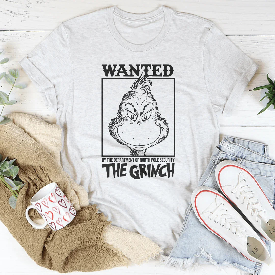 Wanted By The Department Of North Pole Security The Grinch Tee Printify T-Shirt T-Shirt