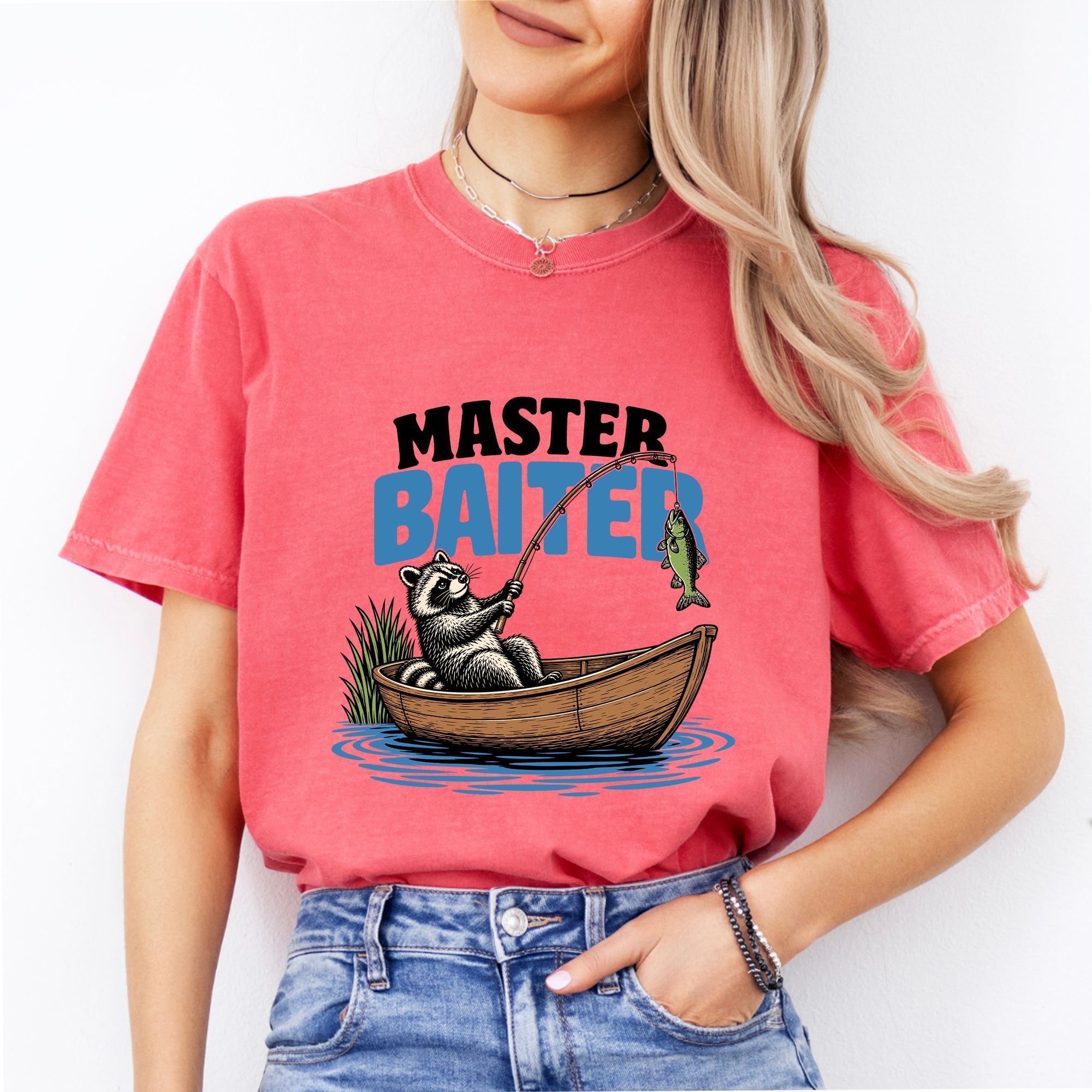Lustiges Angel-T-Shirt mit „Master Baiter“-Grafik