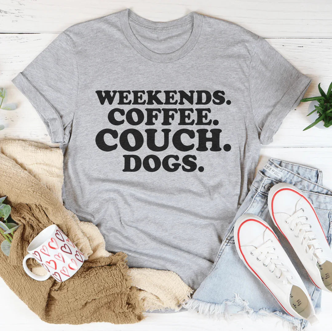 Weekends Coffee Couch Dogs Tee Athletic Heather / S Peachy Sunday T-Shirt