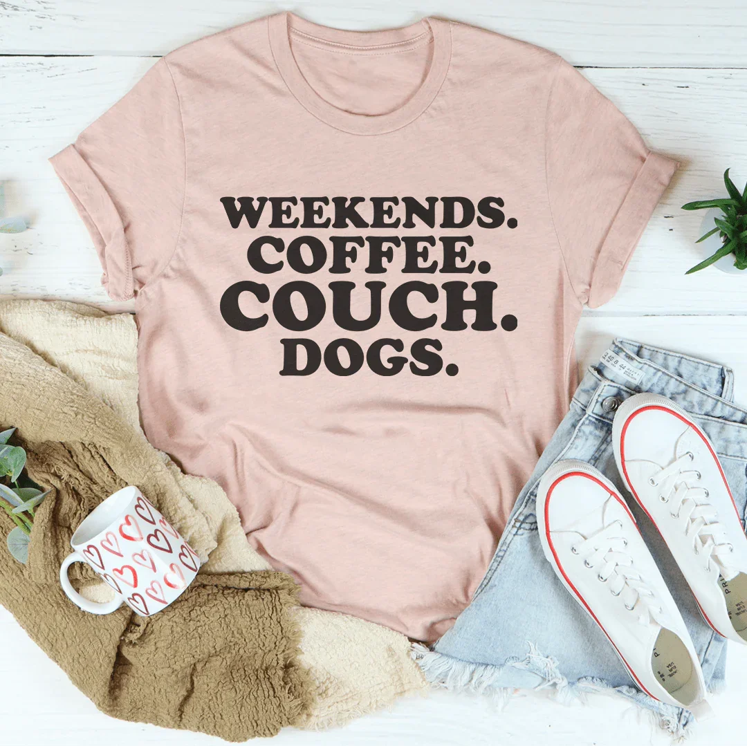 Weekends Coffee Couch Dogs Tee Heather Prism Peach / S Peachy Sunday T-Shirt