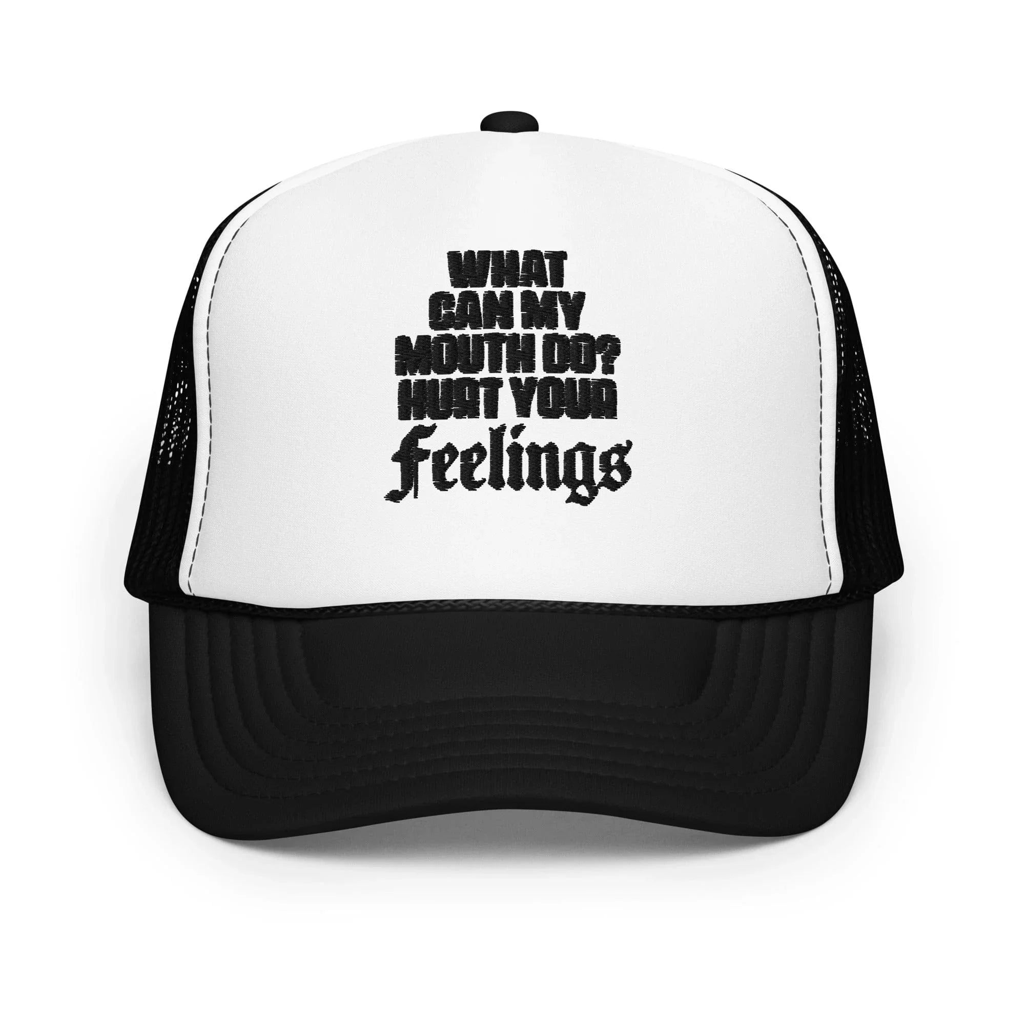 What Can My Mouth Do Trucker Hat Black / White / Black Peachy Sunday T-Shirt
