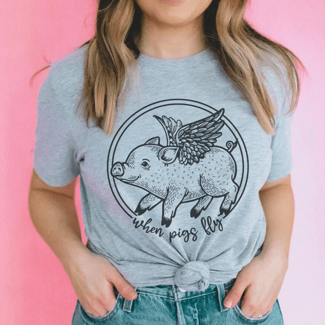 When Pigs Fly Tee Athletic Heather / S Peachy Sunday T-Shirt