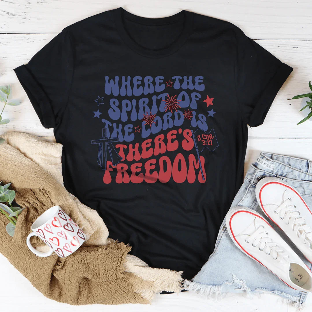 Where The Spirit Of The Lord Is There's Freedom Tee Black Heather / S Peachy Sunday T-Shirt