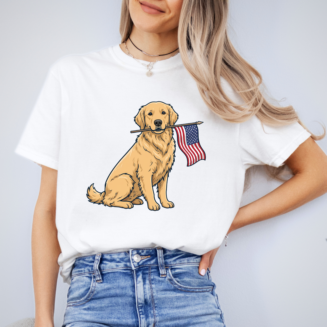 Yellow Labrador American Flag Tee