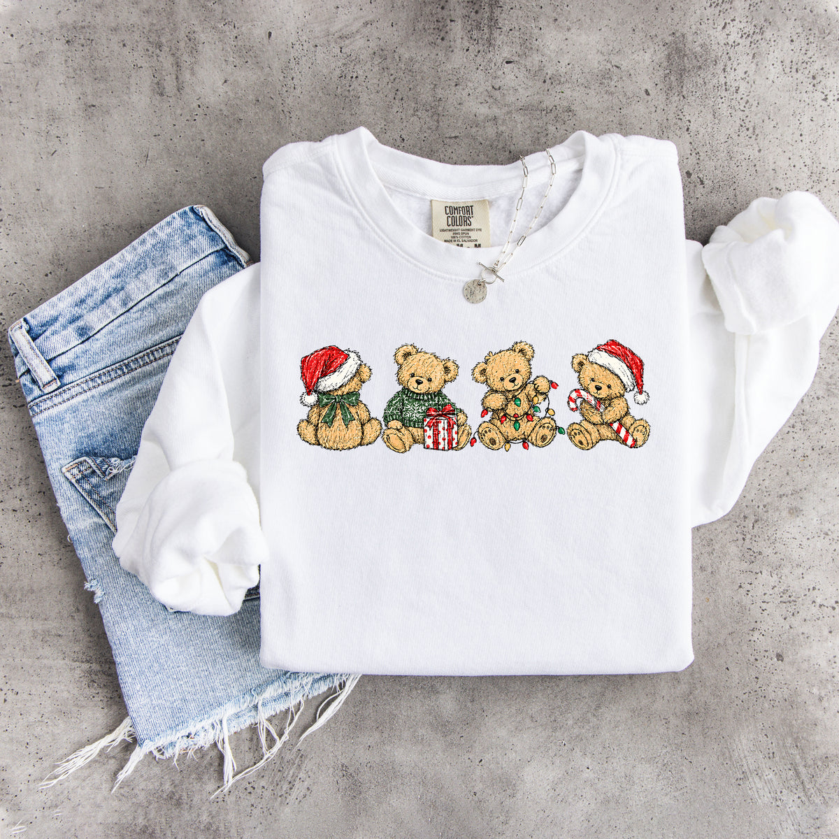 Sudadera de ositos de peluche navideños antiguos