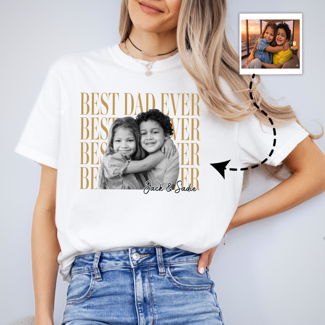 Personalized Best Dad Eve With Kids Photo Tee