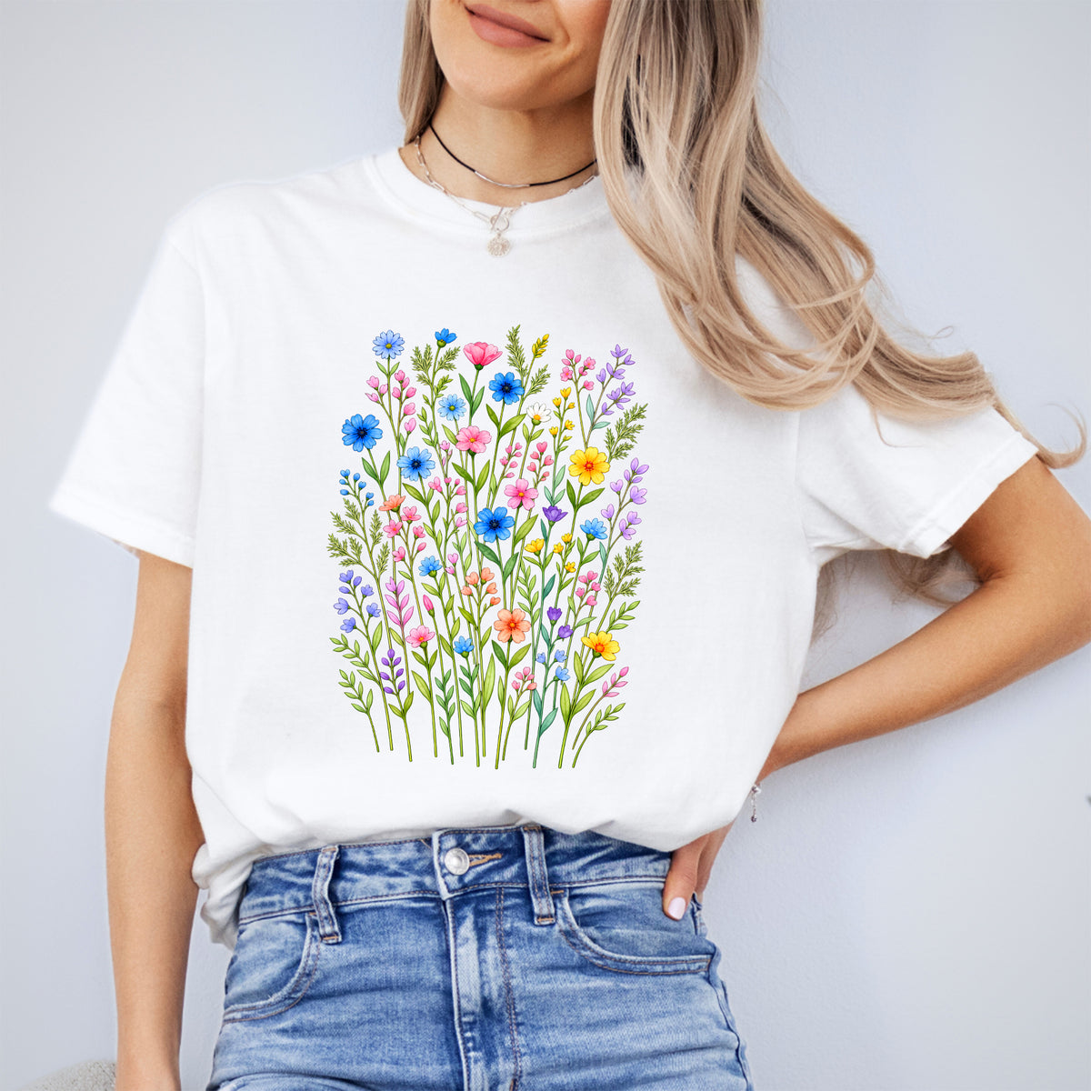 T-Shirt mit Wildblumen im Vintage-Stil