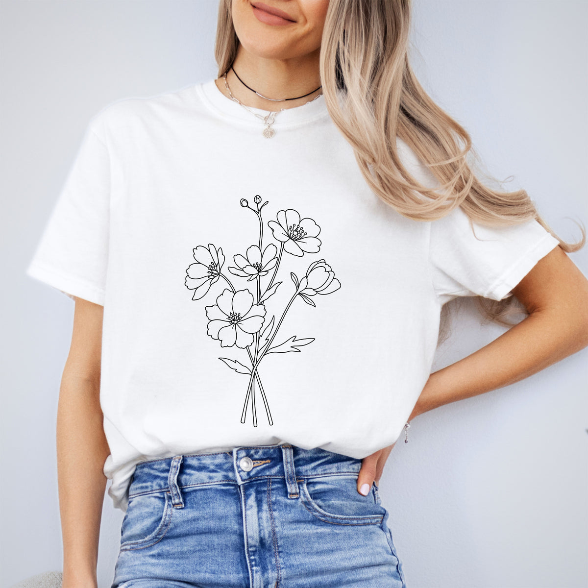 Boho-Wildblumen-T-Shirt