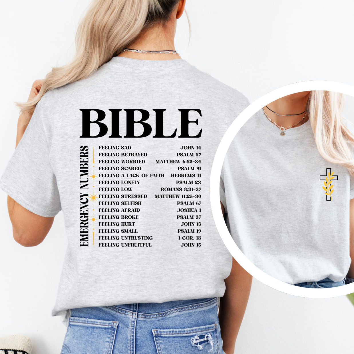 T-shirt Bible Emergency Numbers