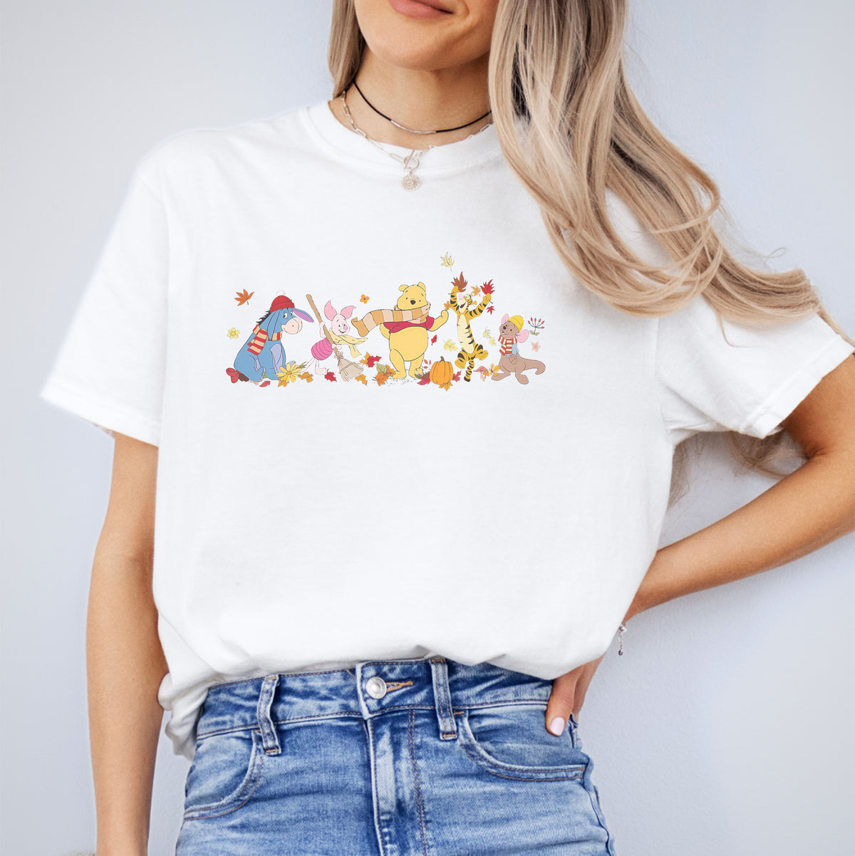 T-shirt graphique rétro Winnie l'Ourson, ambiance automnale