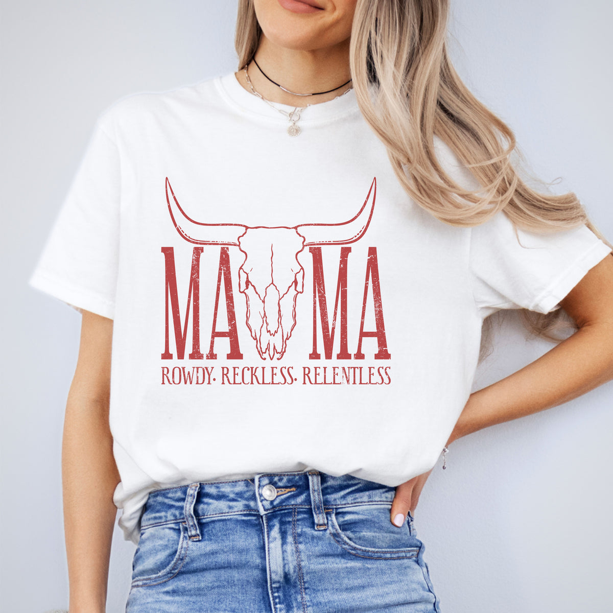 Country Rodeo Western Mama Casual Shirt – "MAMA: ROWDY, RECKLESS, RELENTLESS"