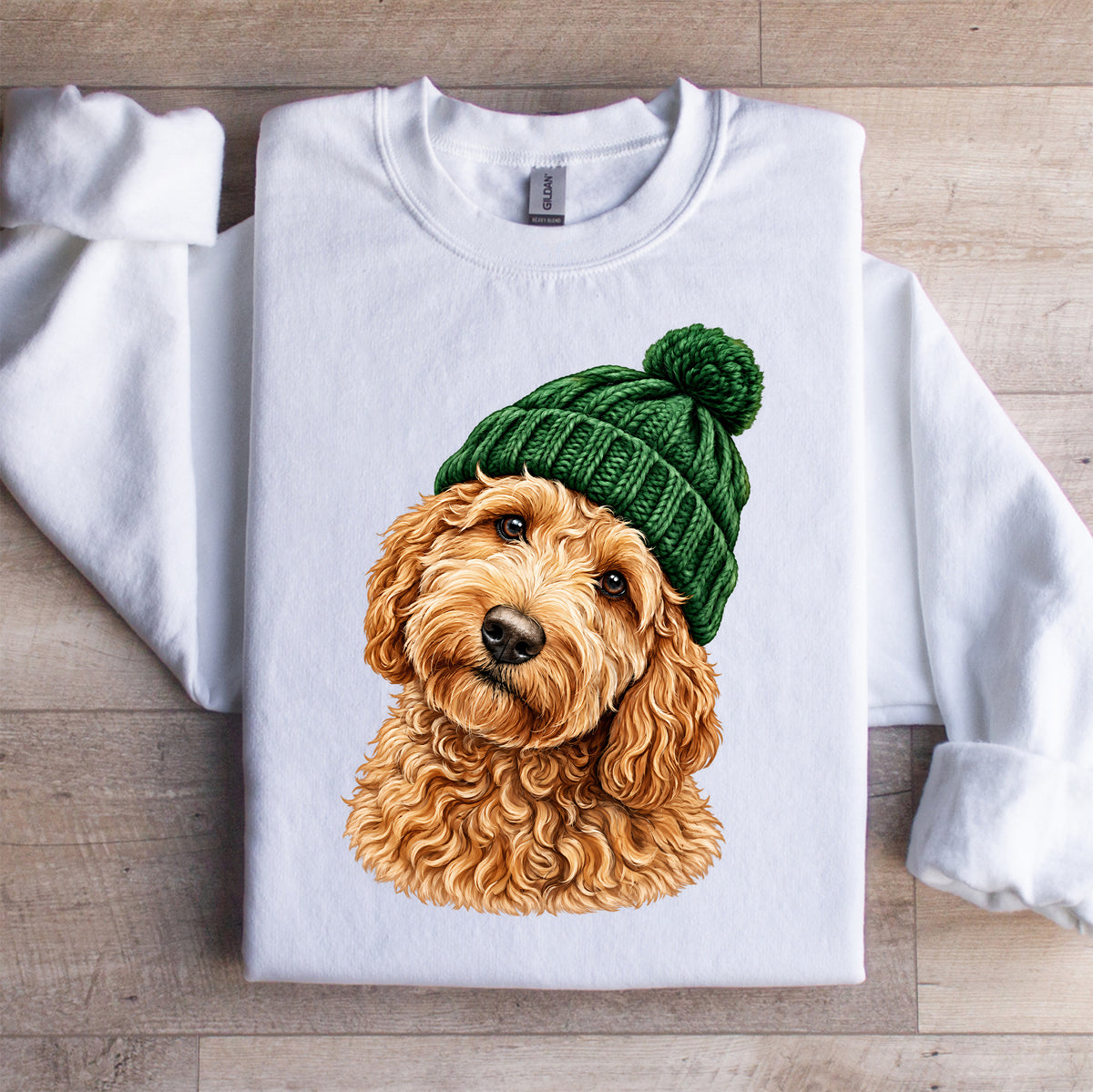 Sudadera retro de Goldendoodle con gorro tejido