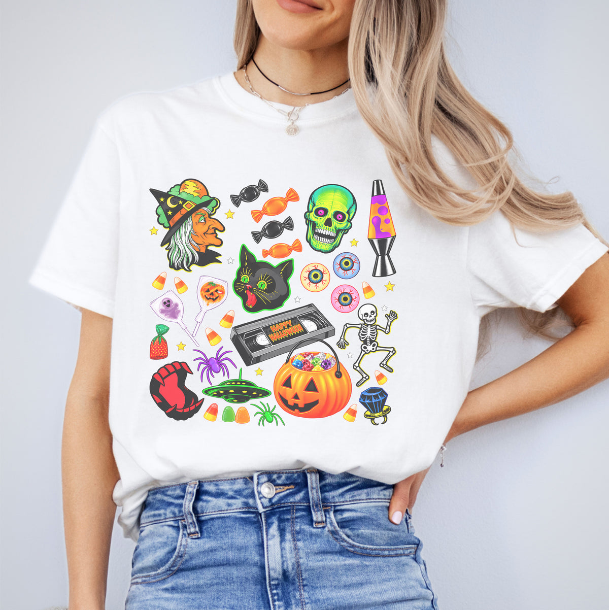 Camiseta gráfica nostálgica de Halloween de los años 90