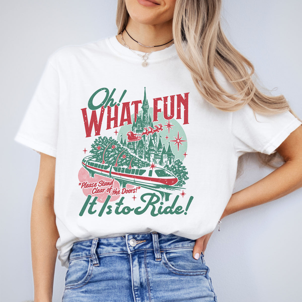 T-Shirt „Oh, wie schön ist es, an Weihnachten zu fahren“