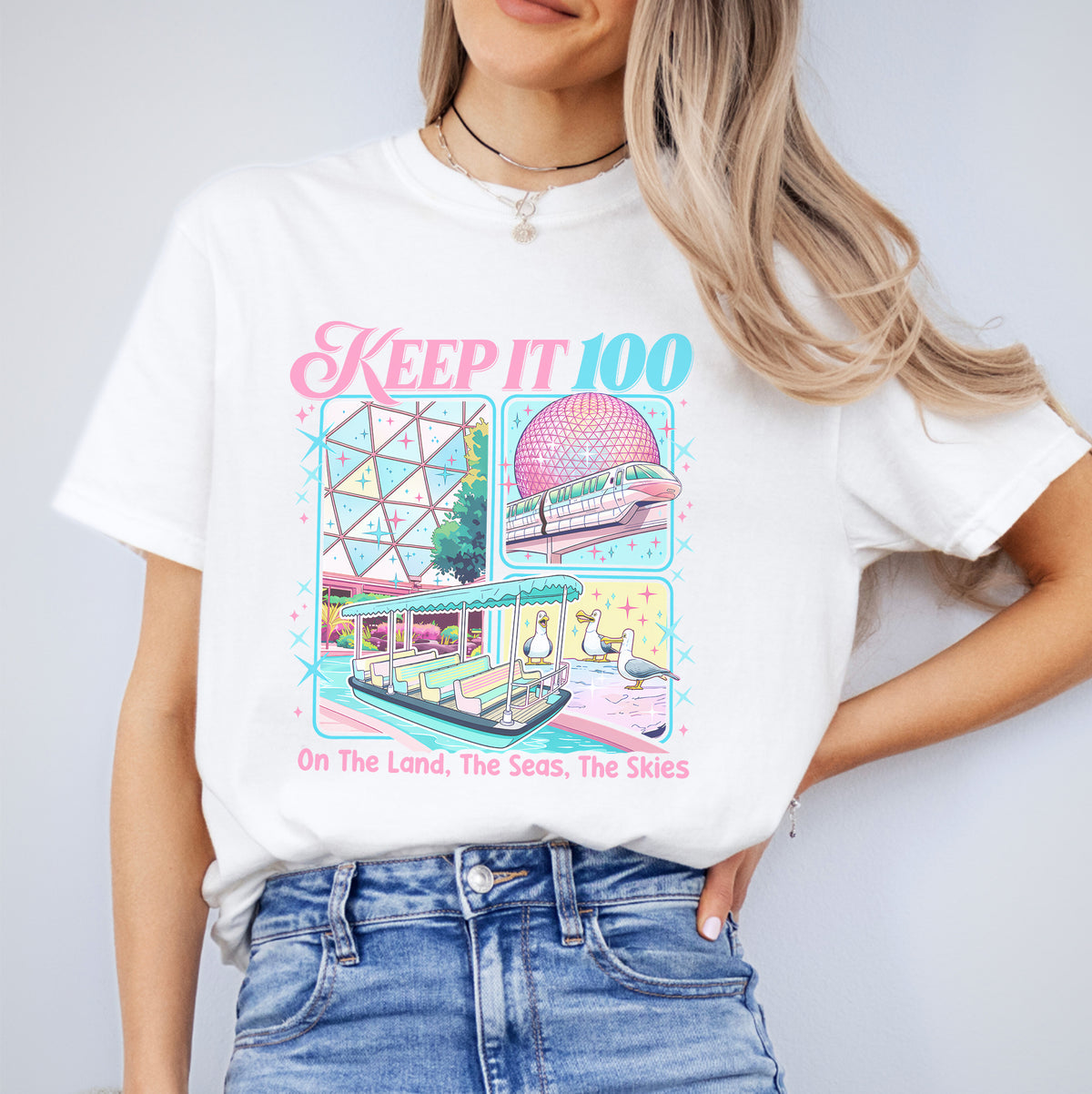 Keep It 100 The Land The Seas The Skies World Traveler Inspiriertes T-Shirt