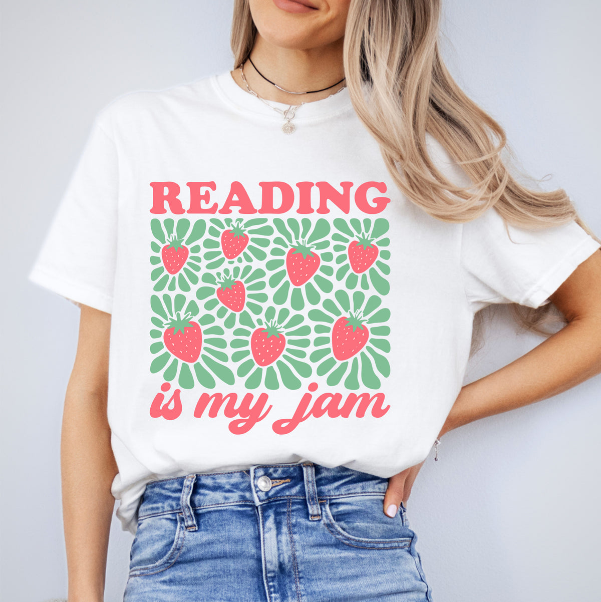Retro-T-Shirt mit Grafik für Buchliebhaber – \"Reading Is My Jam\"