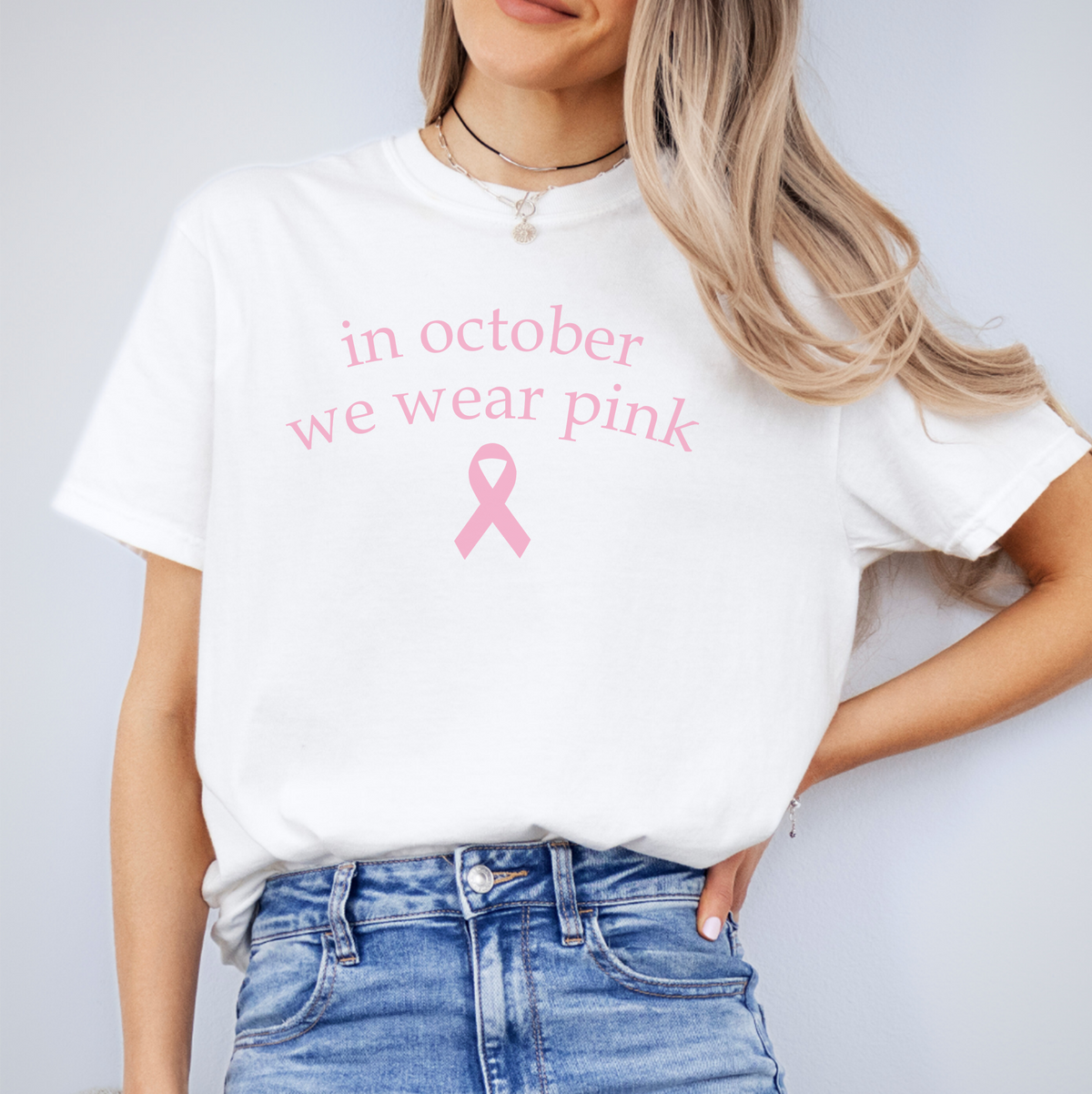 Breast Cancer Awareness Graphic Shirt – \"In October We Wear Pink\"