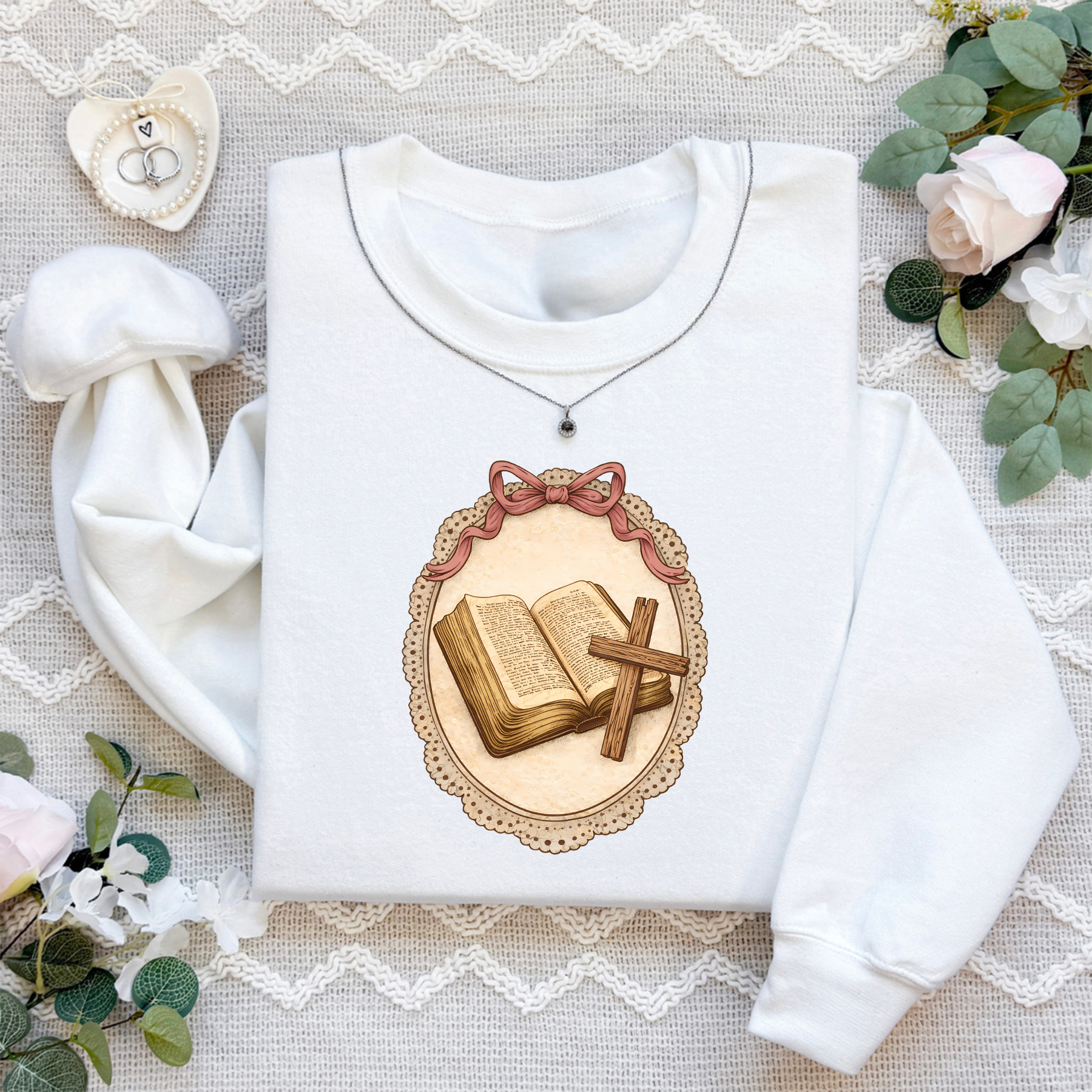 Vintage Thrifted Christian Cross Sweatshirt