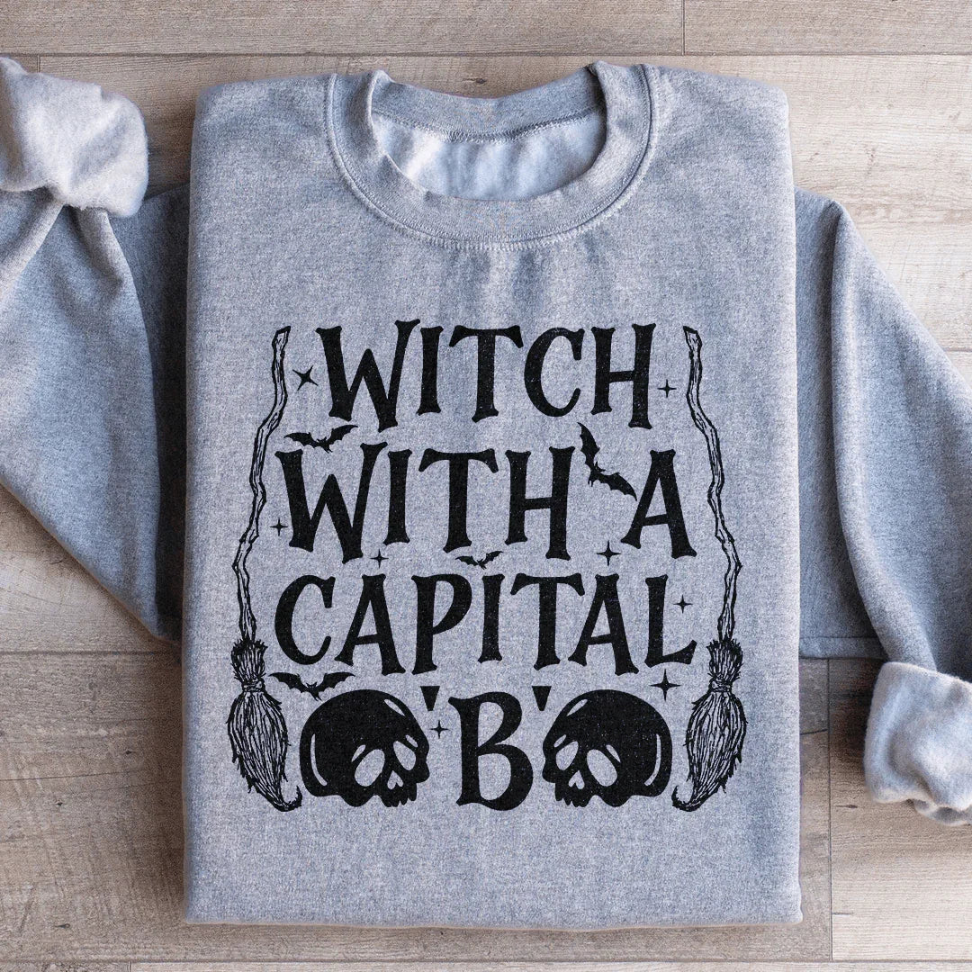 Witch With A Capital B Sweatshirt Sport Grey / S Peachy Sunday T-Shirt
