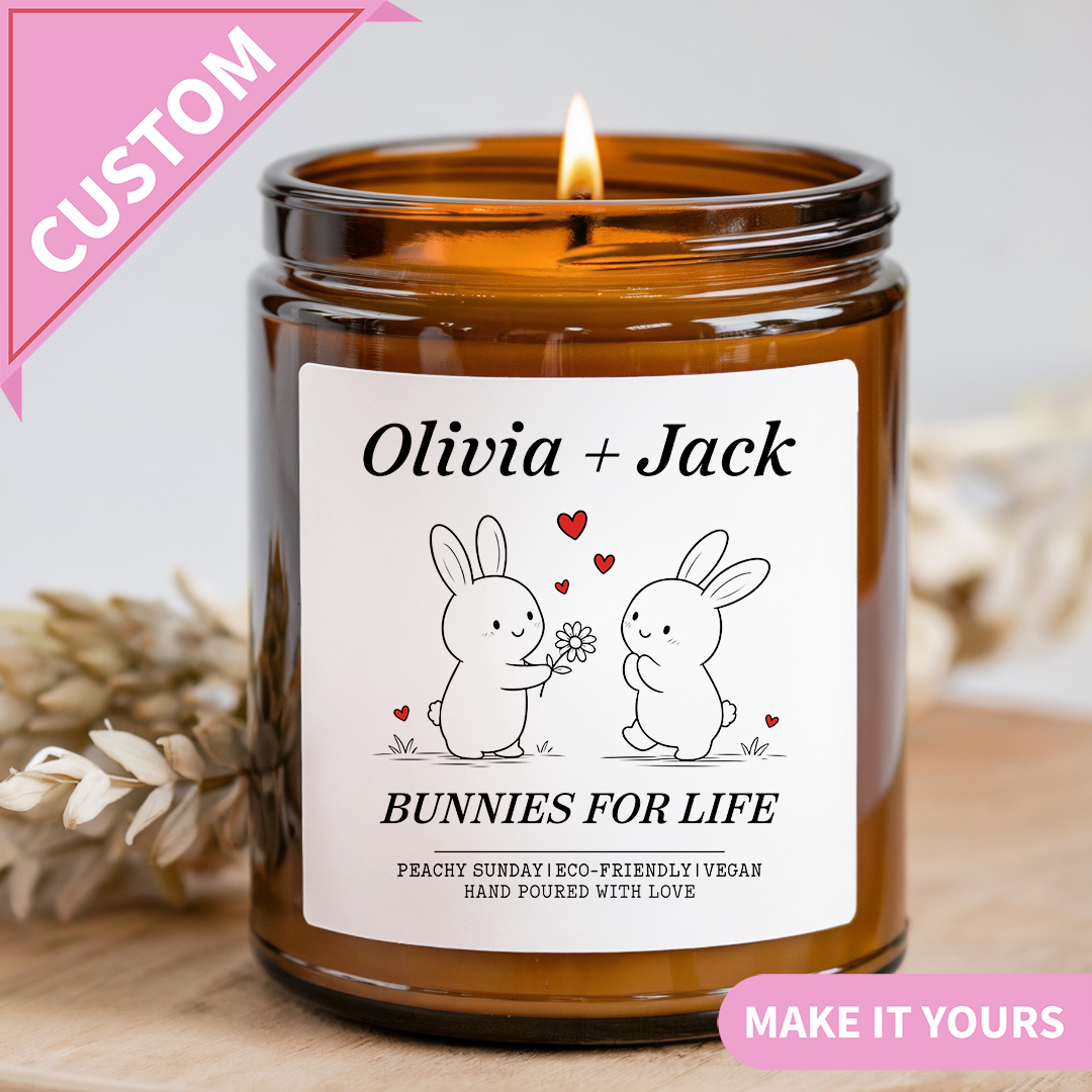 Personalized Bunny Lovers Candle