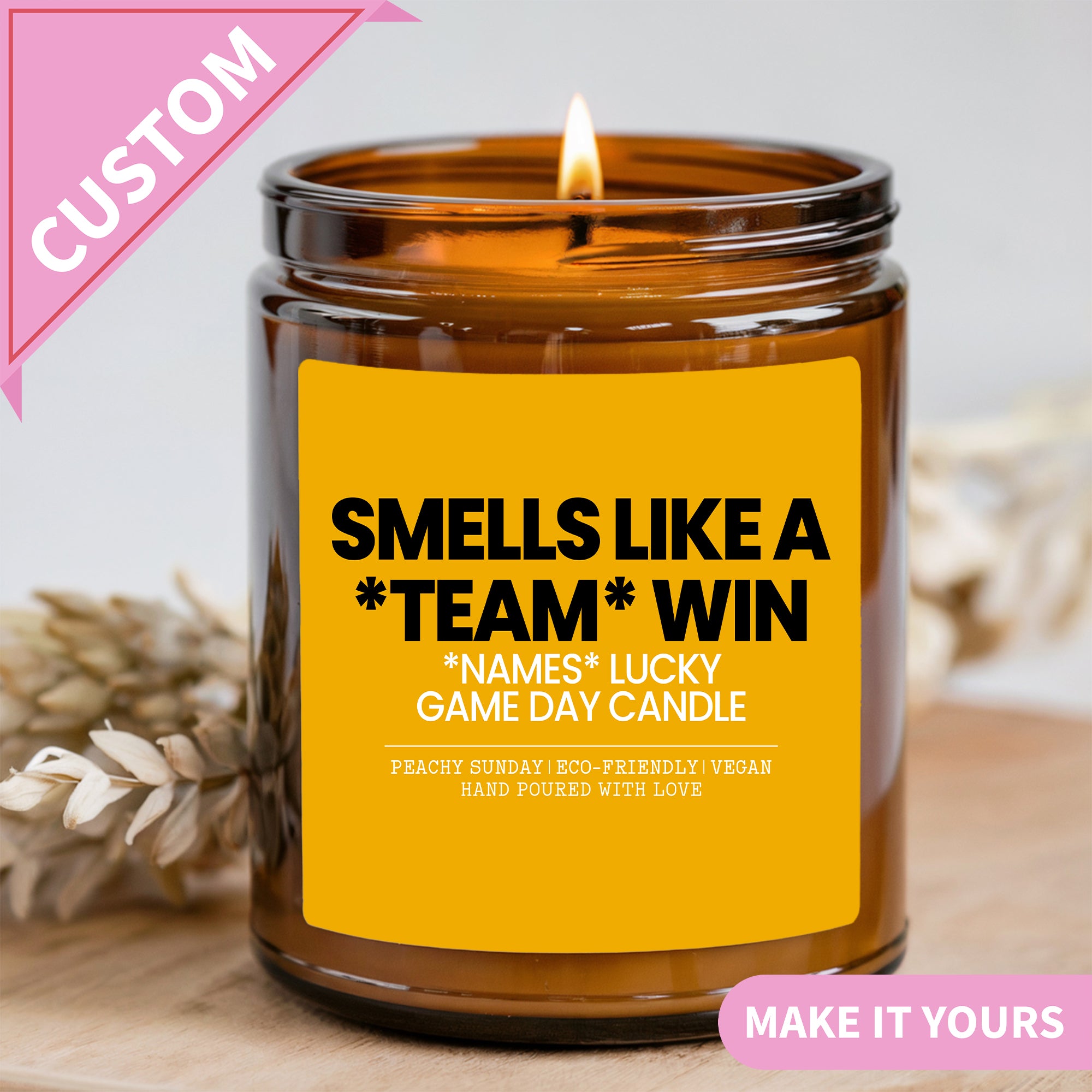Personalized Game Day Candle Custom Name Sports Fan Gift