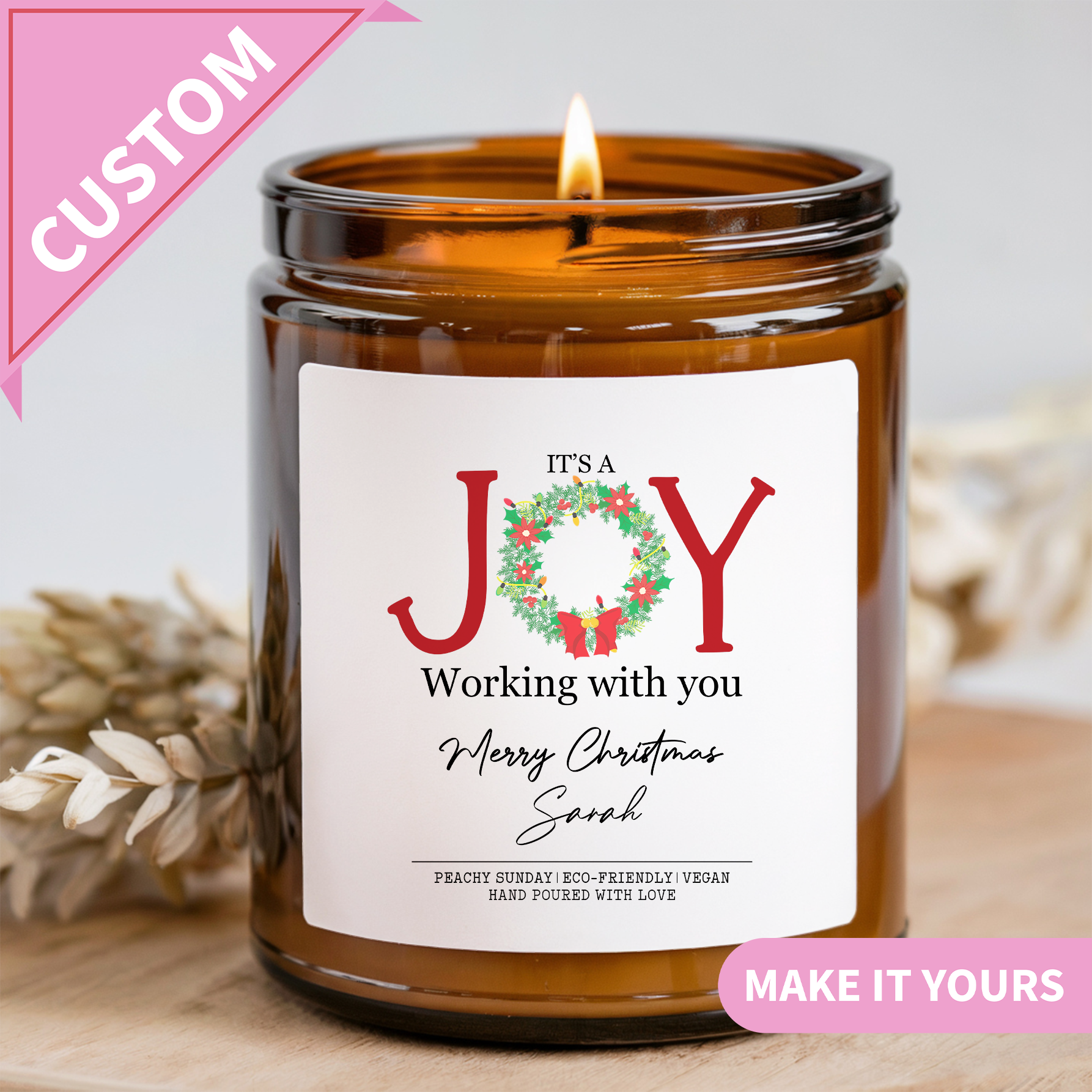 Personalized It's A Joy Working With You Candle