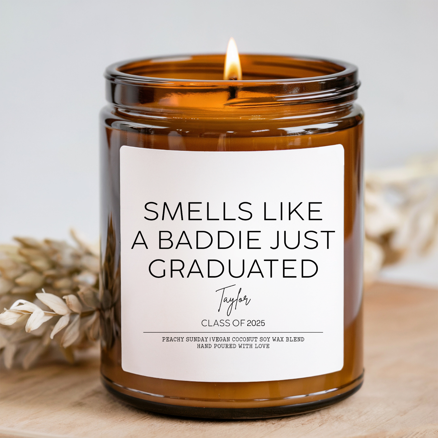 Personalized A Baddie Just Graduated Candle
