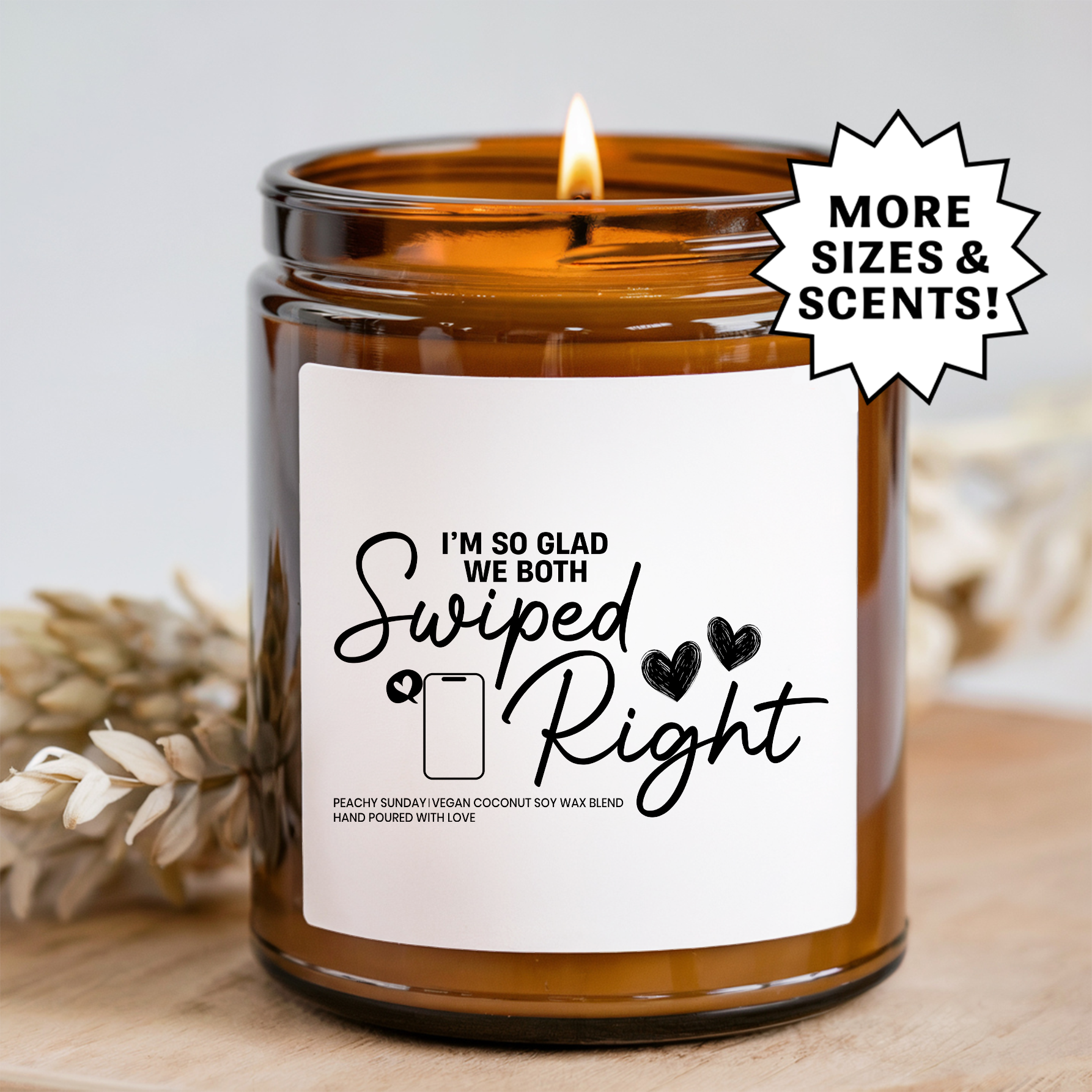 Swiped Right Funny Romantic Gift for Couples Candle