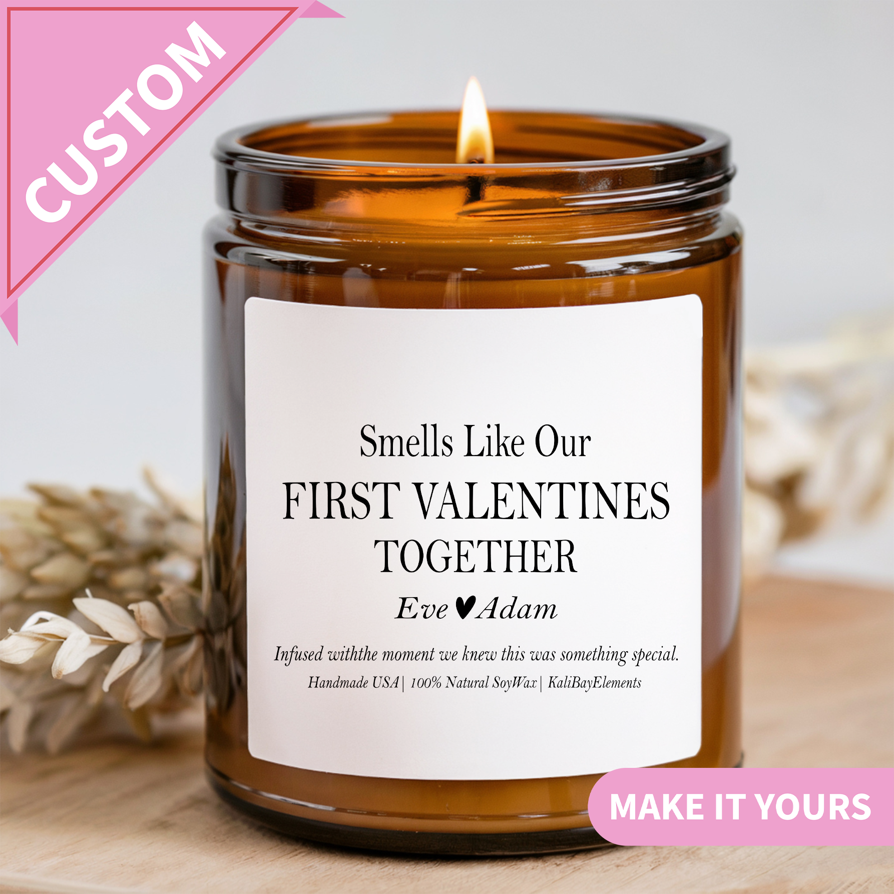 Personalized First Valentine Together Candle
