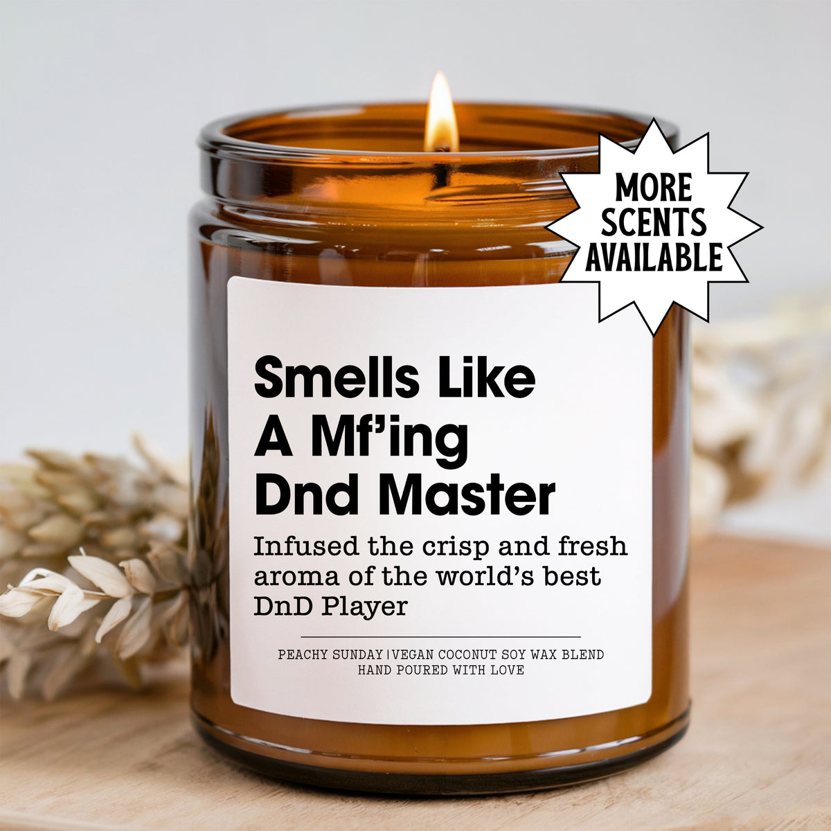 Bougie parfumée en cire de soja pour jeu de rôle sur table – « Sent comme un maître de donjon de D&D », pot de 9oz