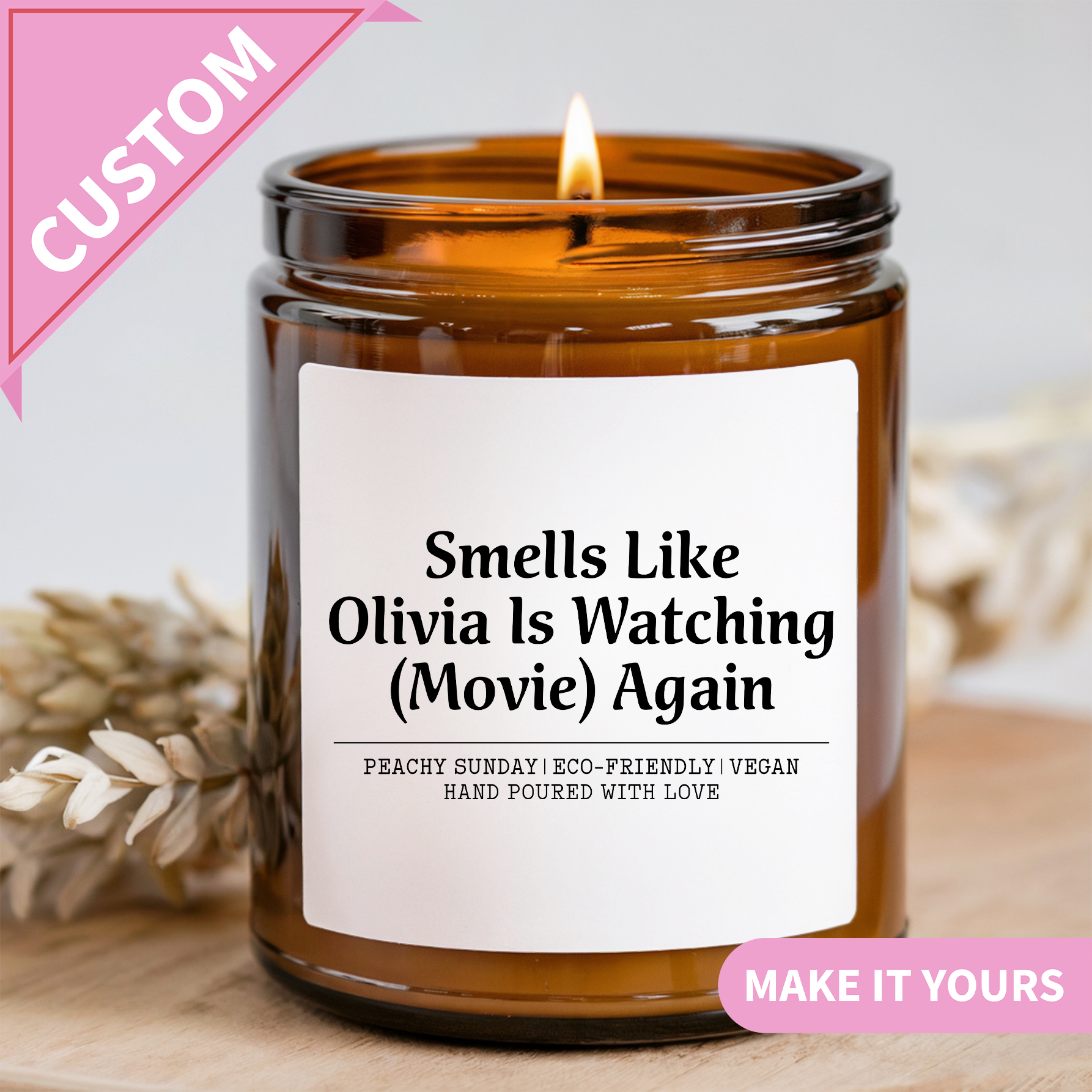 Personalized Movie Lover Candle