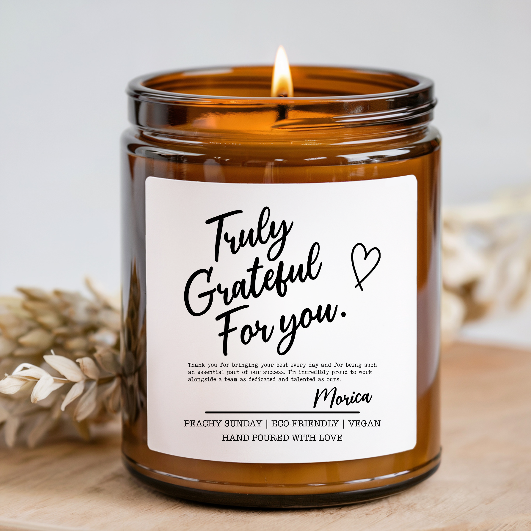 Personalized Truly Grateful For You Candle