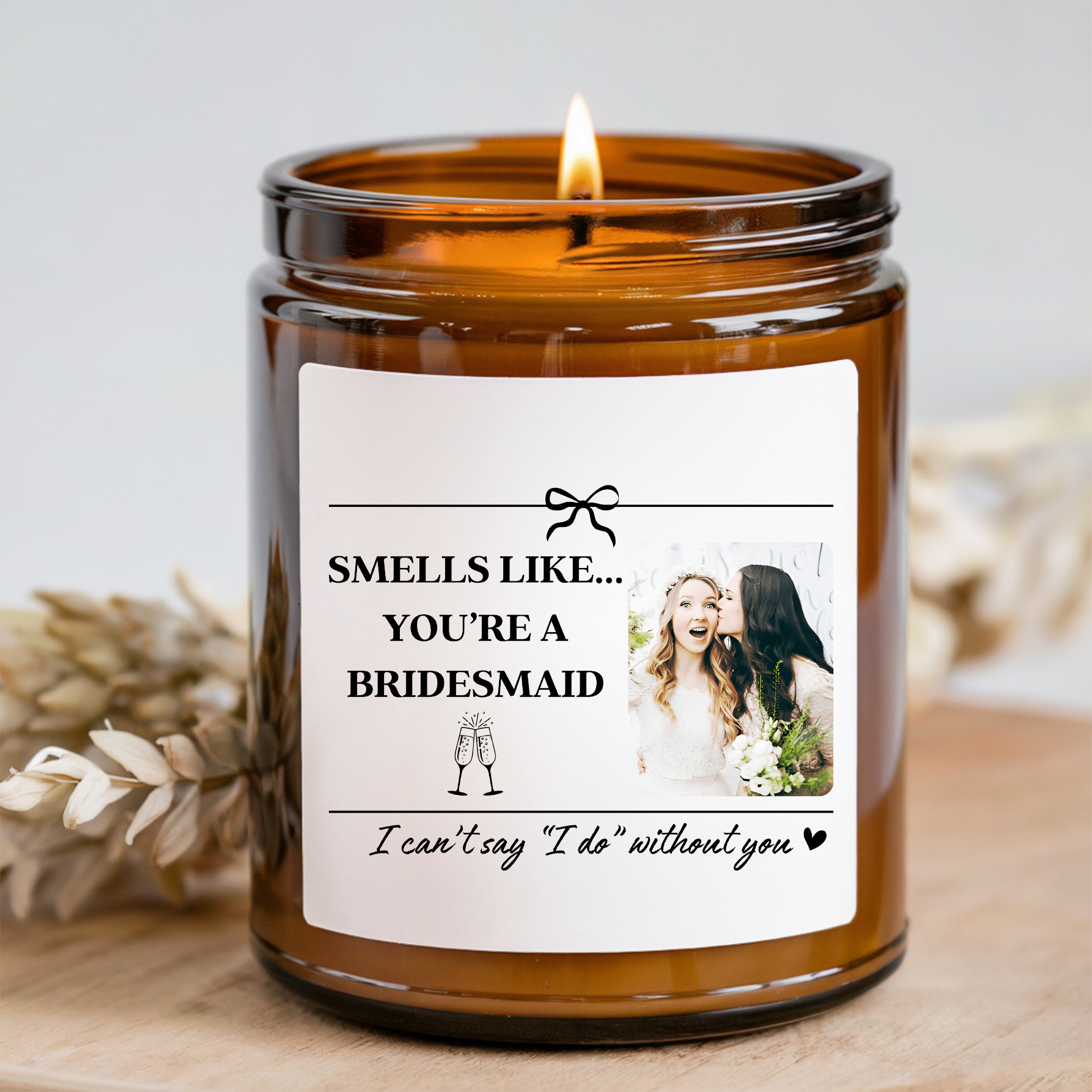 Custom Bridesmaid Wedding Party Gift Candle