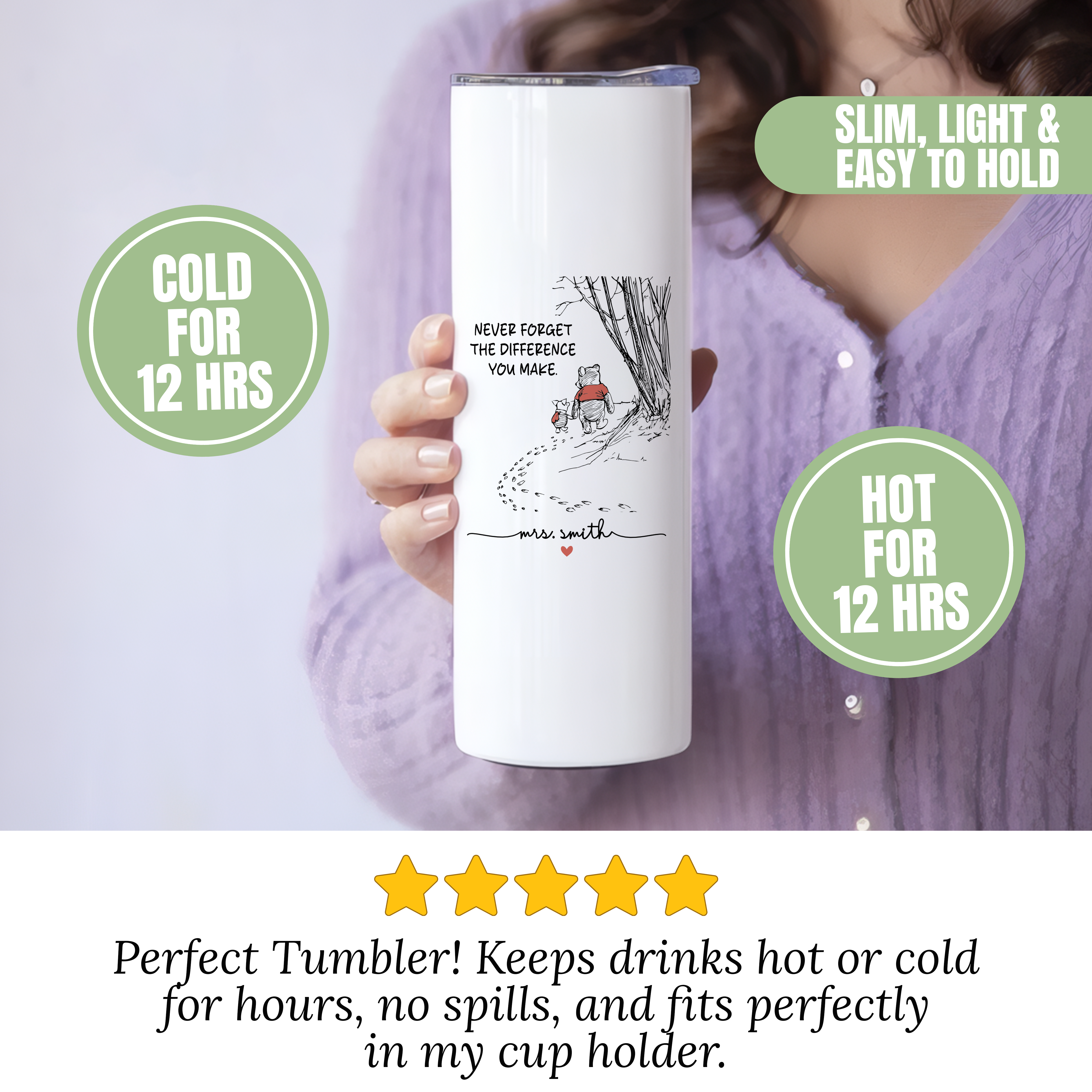 Personalized Never Forget The Difference You Make Tumbler