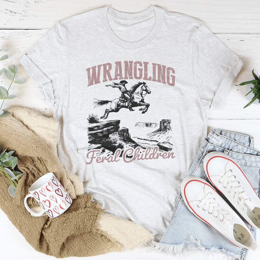 Wrangling Feral Children Tee Ash / S Peachy Sunday T-Shirt