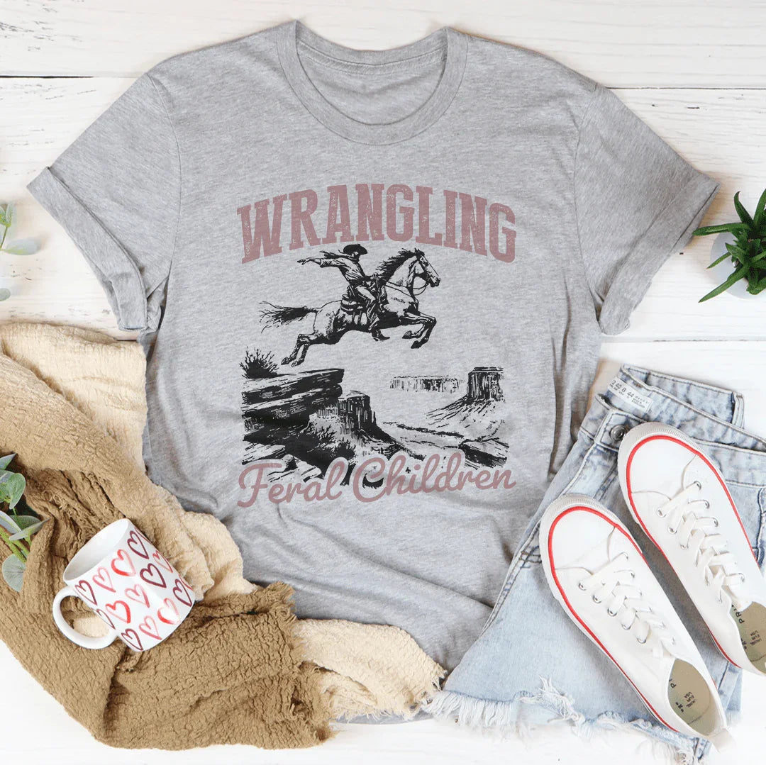 Wrangling Feral Children Tee Athletic Heather / S Peachy Sunday T-Shirt