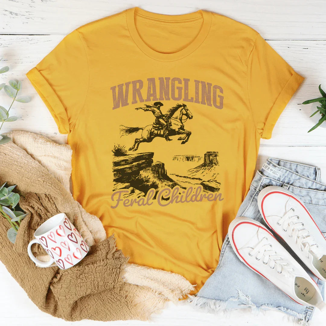 Wrangling Feral Children Tee Mustard / S Peachy Sunday T-Shirt