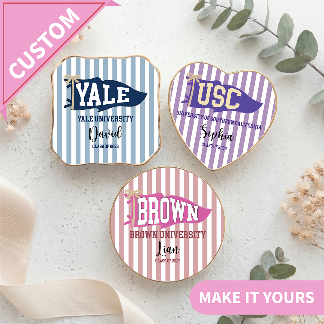 Personalized School Pennant Flag Ring Dish