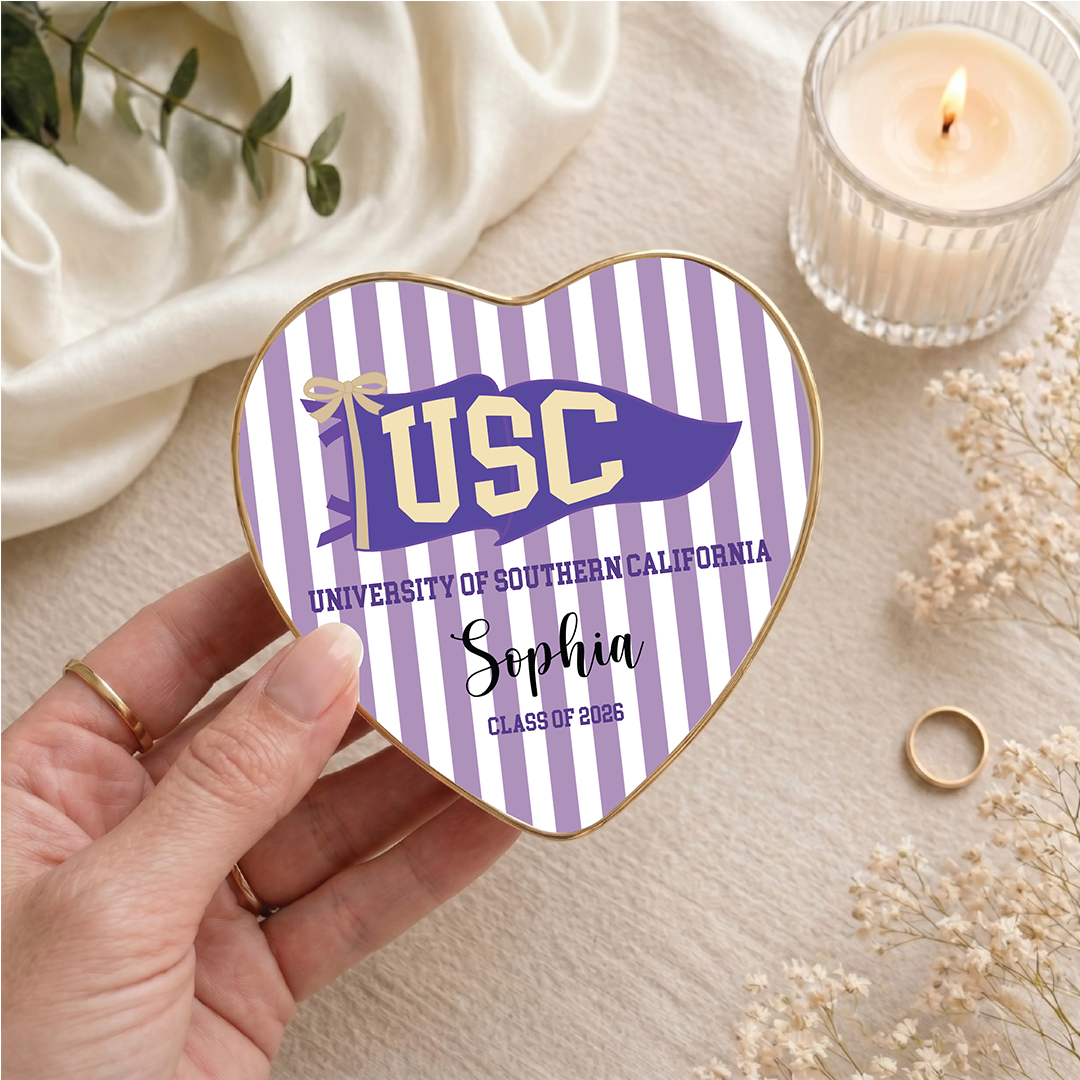 Personalized School Pennant Flag Ring Dish