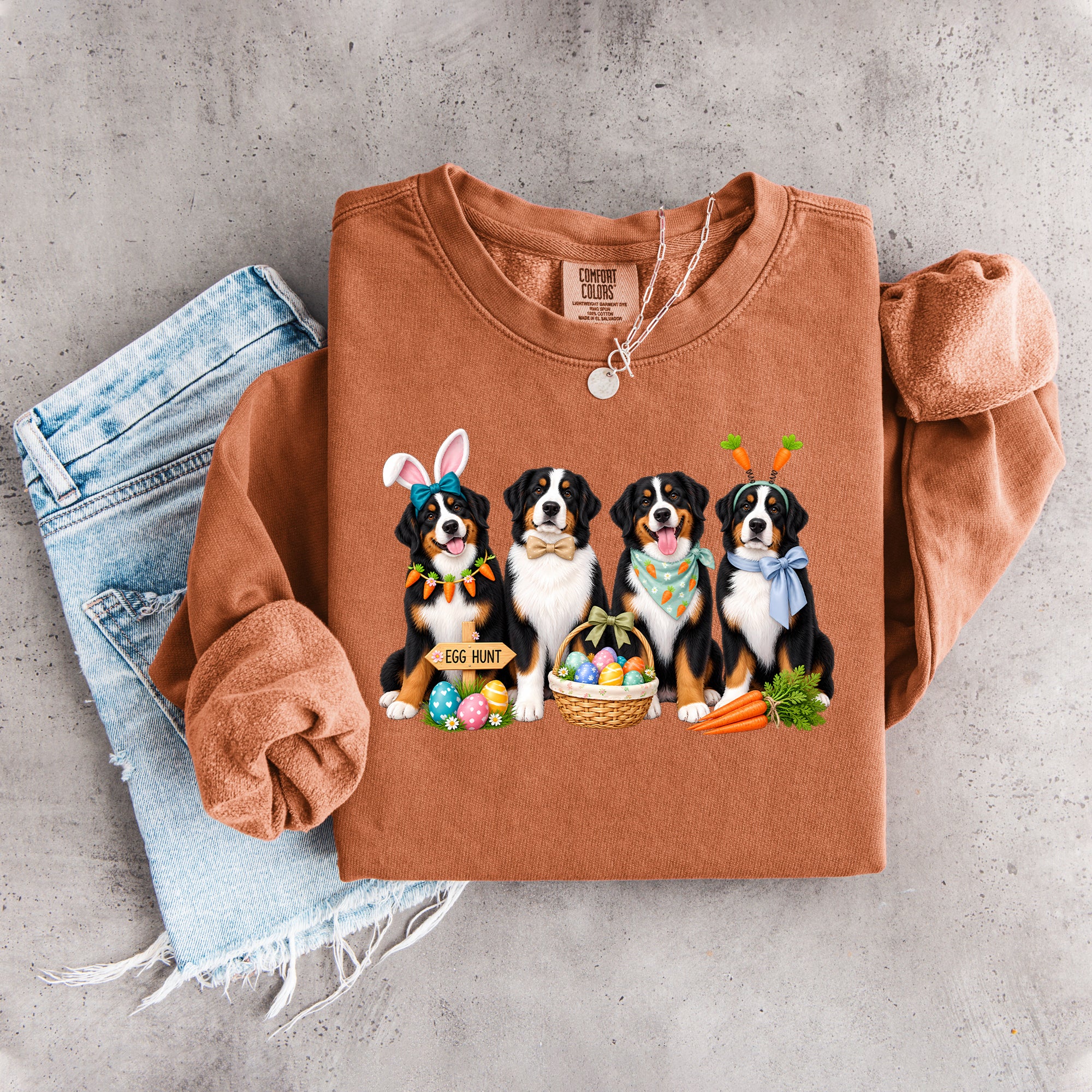 Oster-Sweatshirt mit Berner Sennenhund
