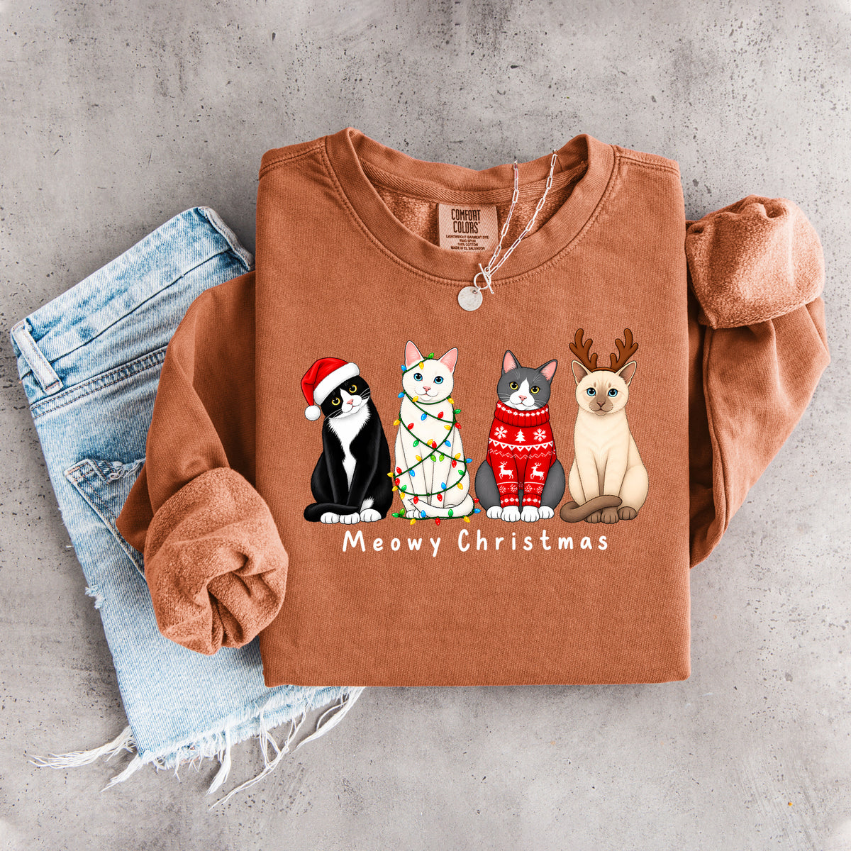„Meowy Christmas“-Sweatshirt