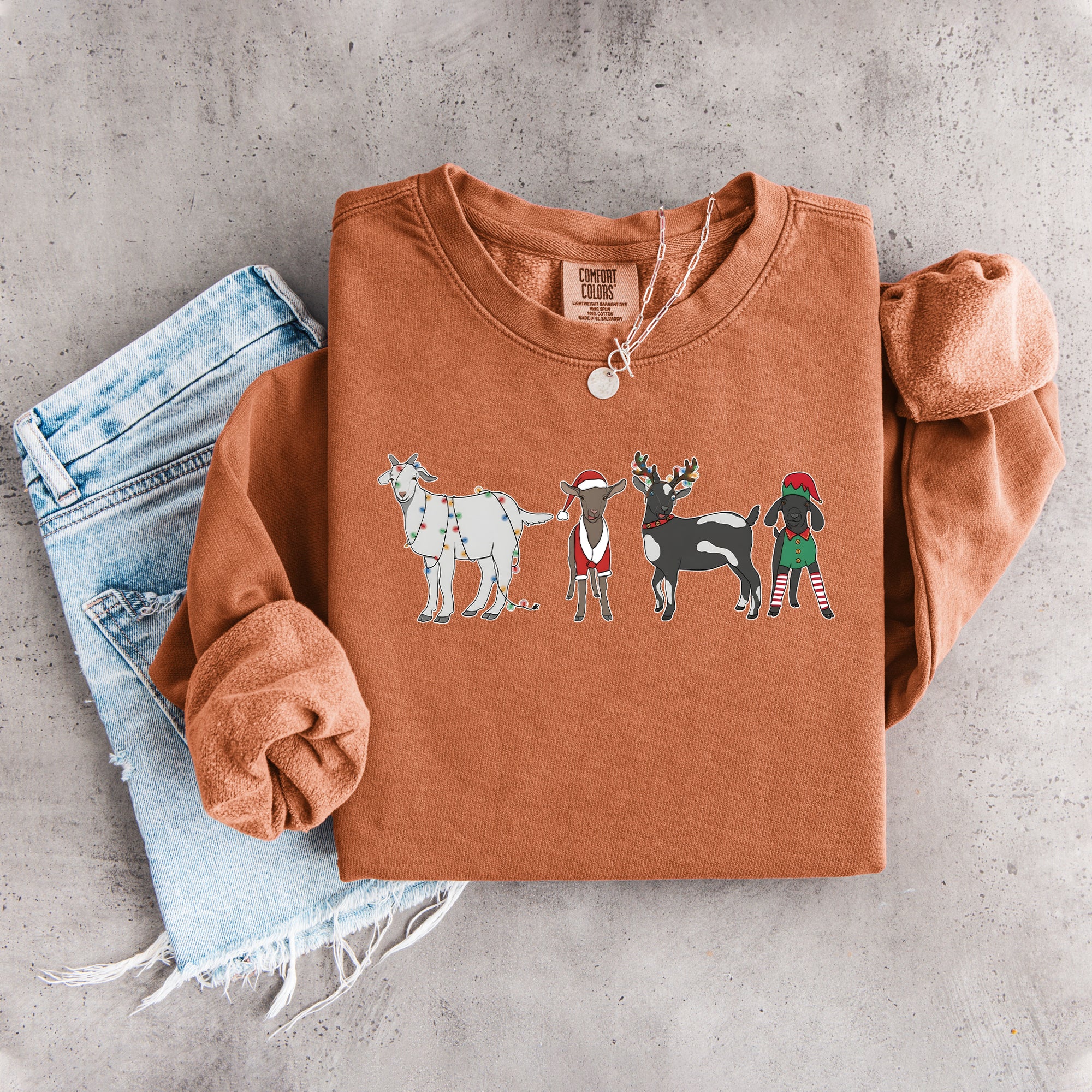 Weihnachts-Ziegen-Sweatshirt