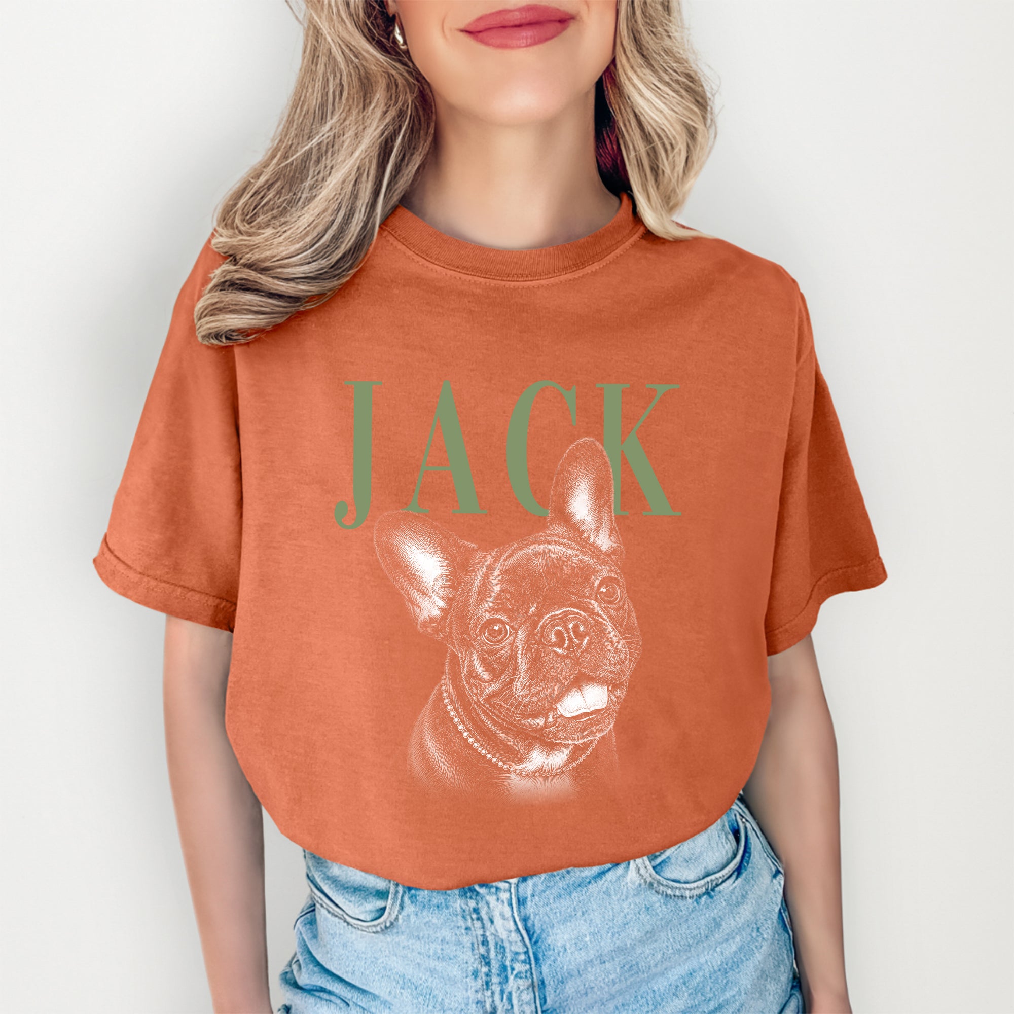 Camiseta personalizada con foto de mascota estilo boceto