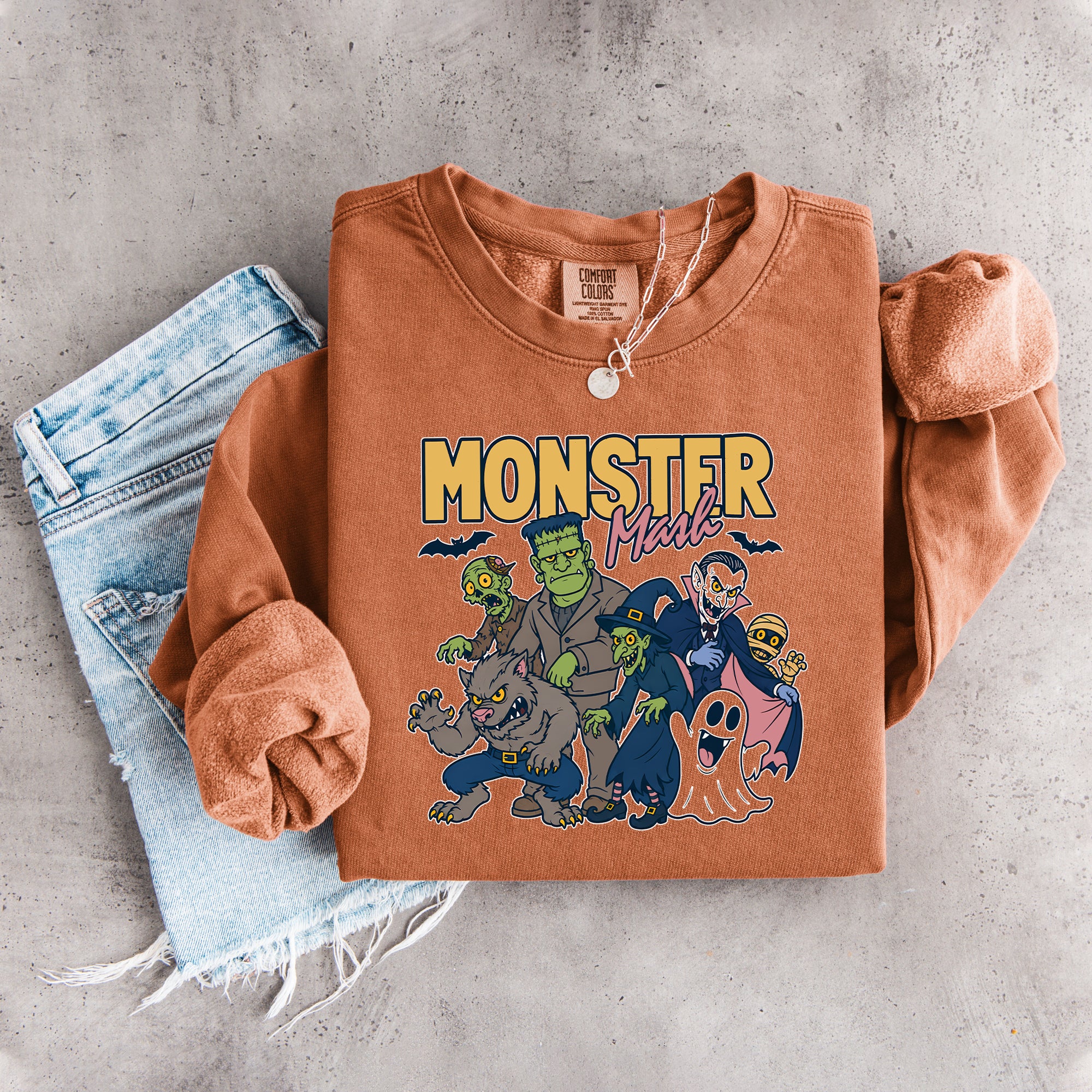 Retro-Halloween-Sweatshirt „Monster Mash“