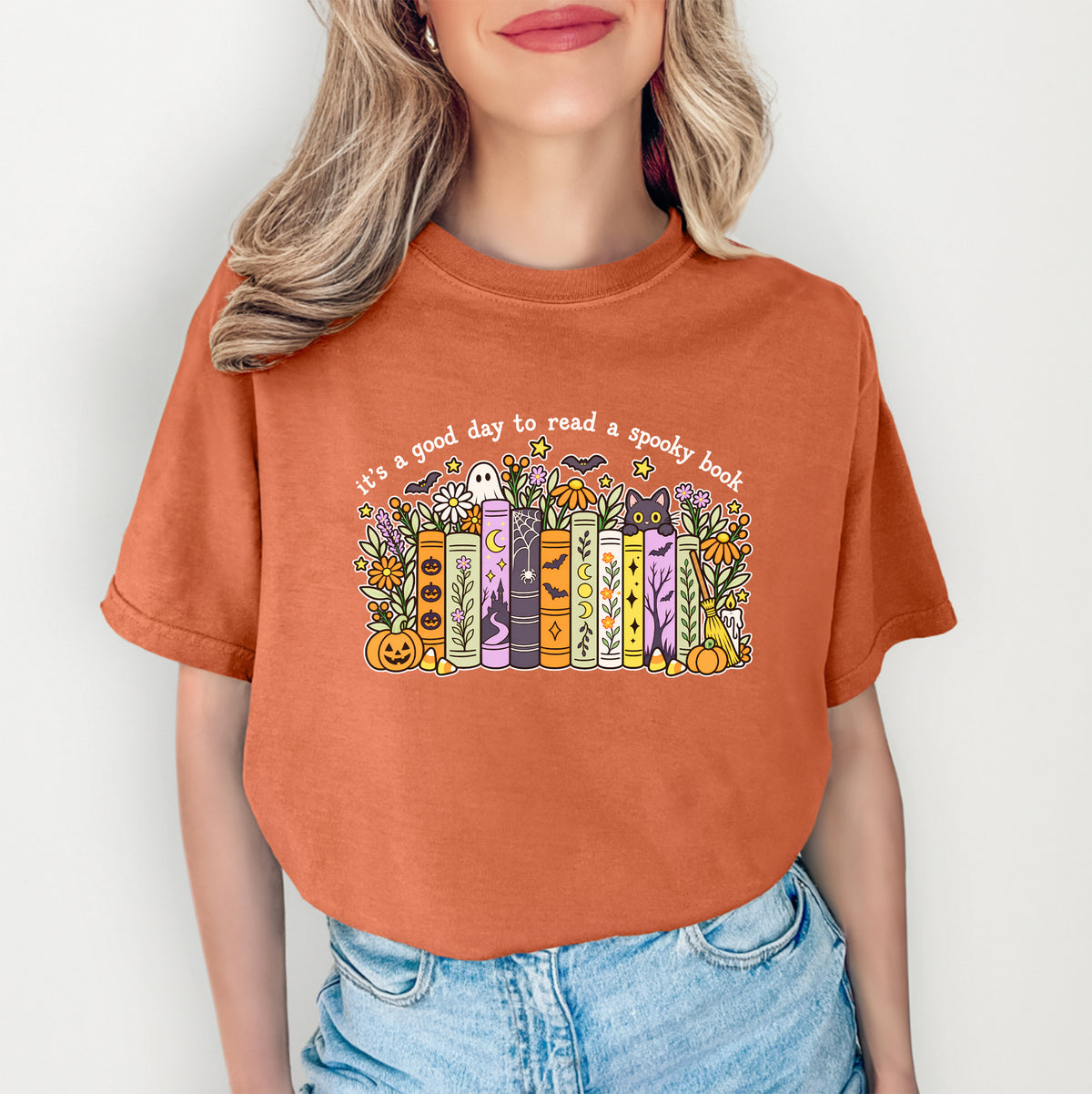 T-Shirt „Ein guter Tag, um ein Gruselbuch zu lesen“