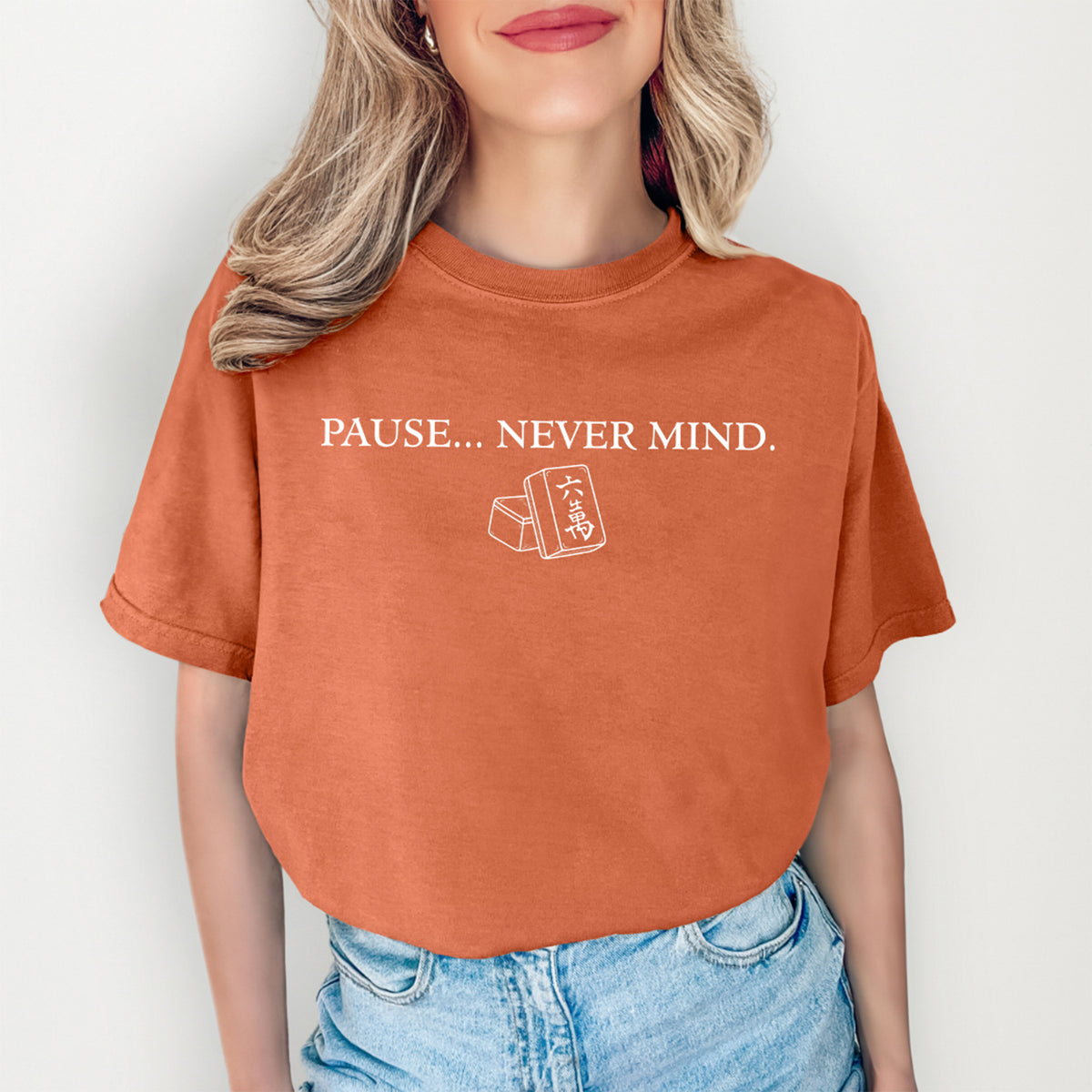 T-shirt décontracté pour joueur de mah-jong « Pause… Laissez tomber »